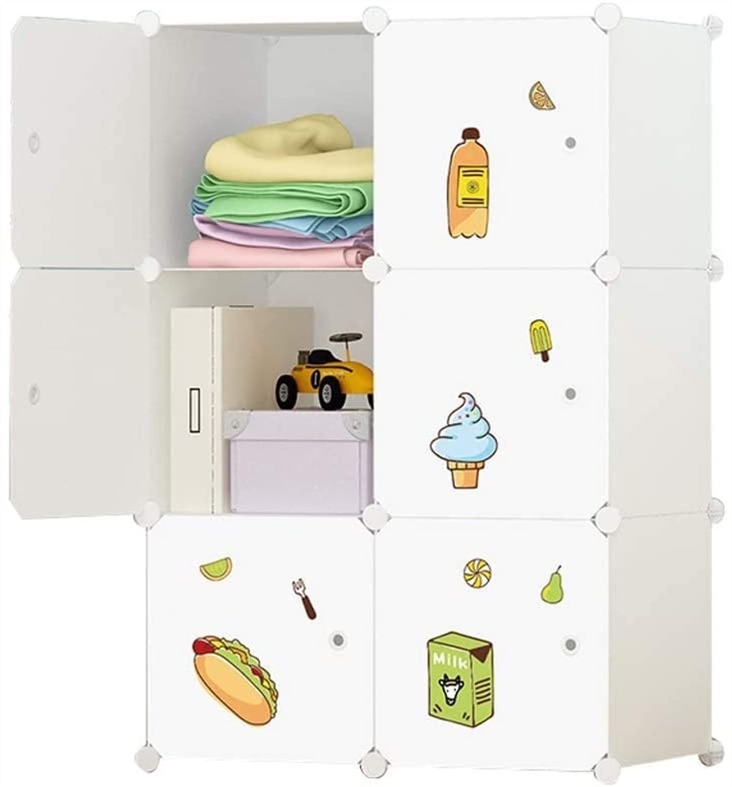 Accessories 22 Simple Assembled Wardrobe | Children Cartoon Storage Cabinet | Economy Combination Wardrobe for Kids' Room & Nursery Organization
