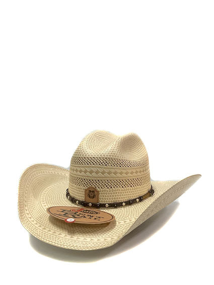 Justin JS4830HUTS HUTSON Bent Rail Straw Cowboy Hat for Men - Ivory Western Hat for Summer Outdoor, Rodeo, and Country Music Festivals