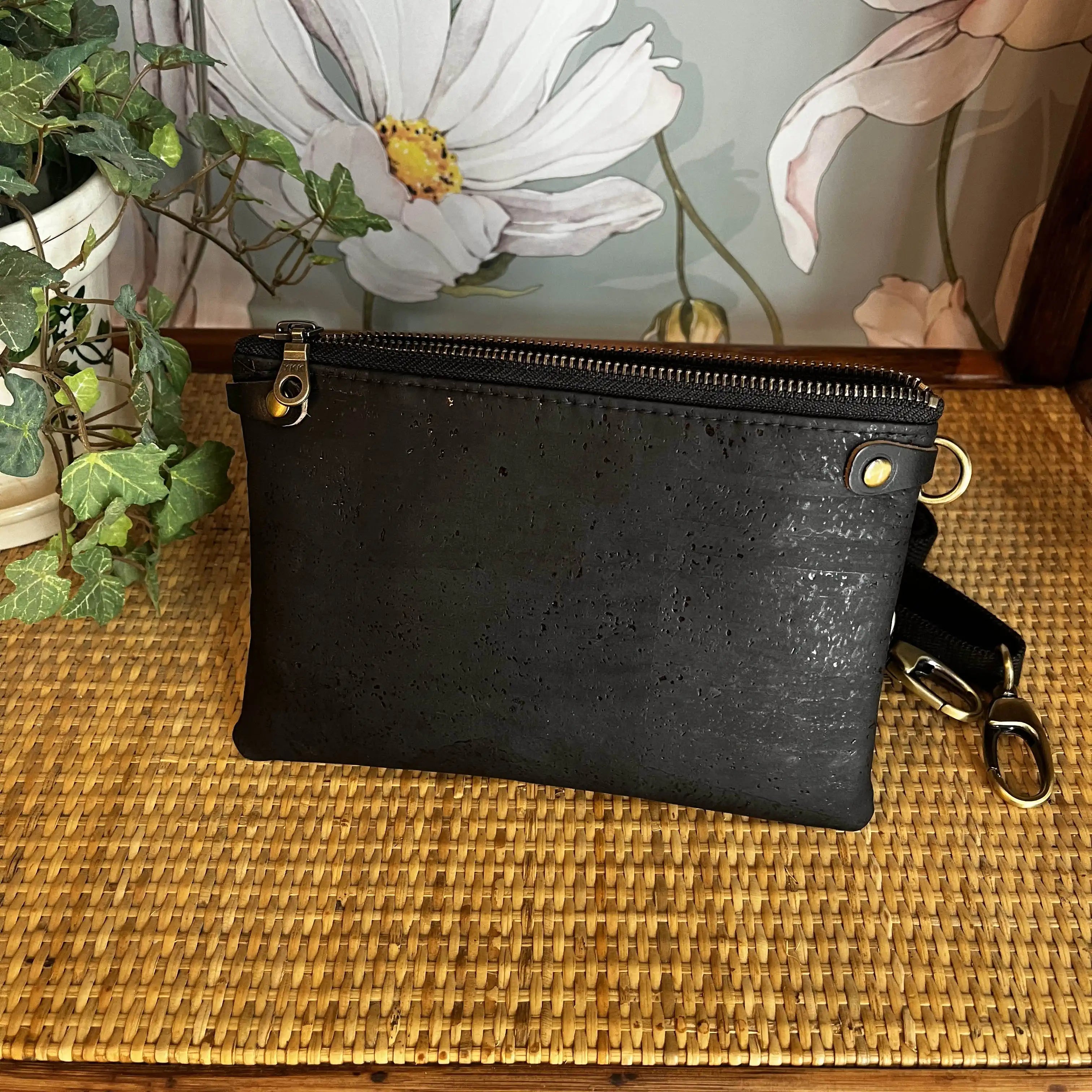 Izzy Cross Body Small Handbag - Black Cork Batik & Antique Leather Purse for Women | Perfect for Everyday Use, Travel & Casual Outings