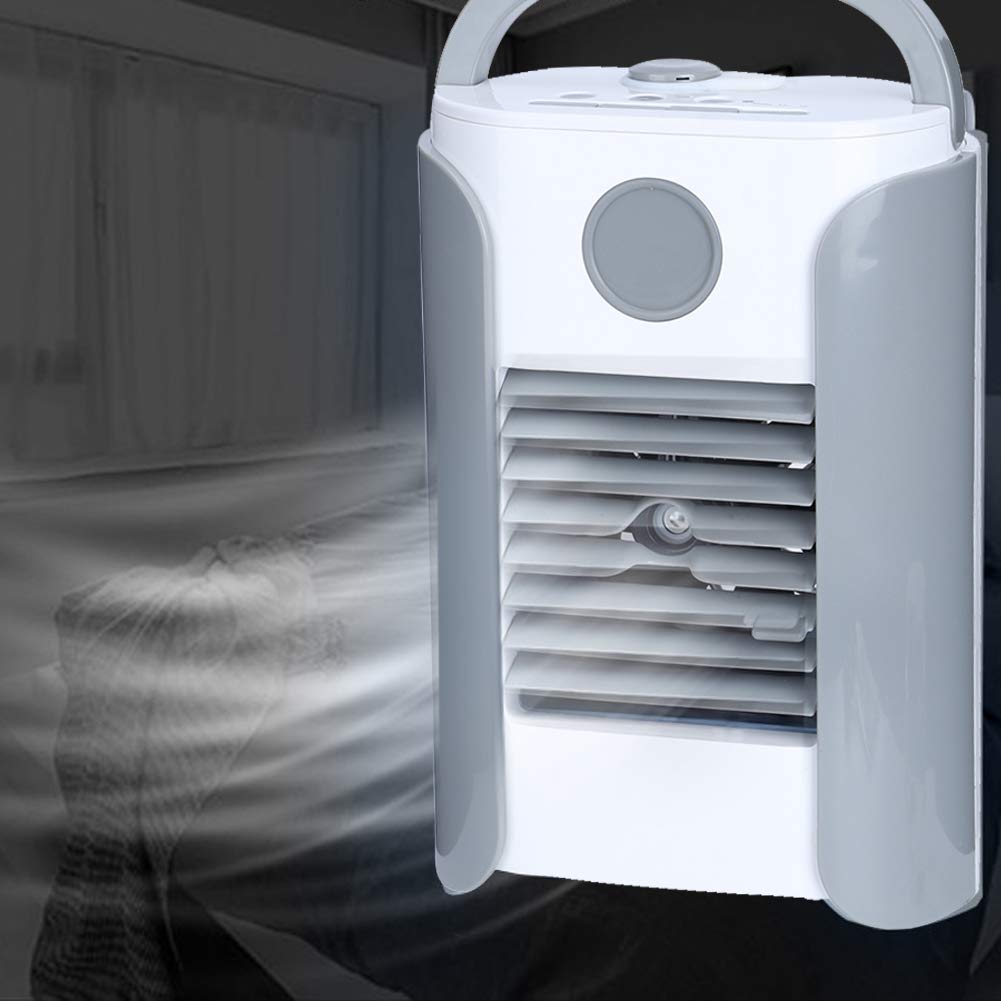 Worii Portable Air Conditioner & USB Desk Fan with Humidifier, LED Night Light - Compact Personal Cooling Fan for Home, Office, Dorm Room - Perfect Summer Gift for Students & Friends - Ideal for Bedrooms, Study Areas & Small Spaces