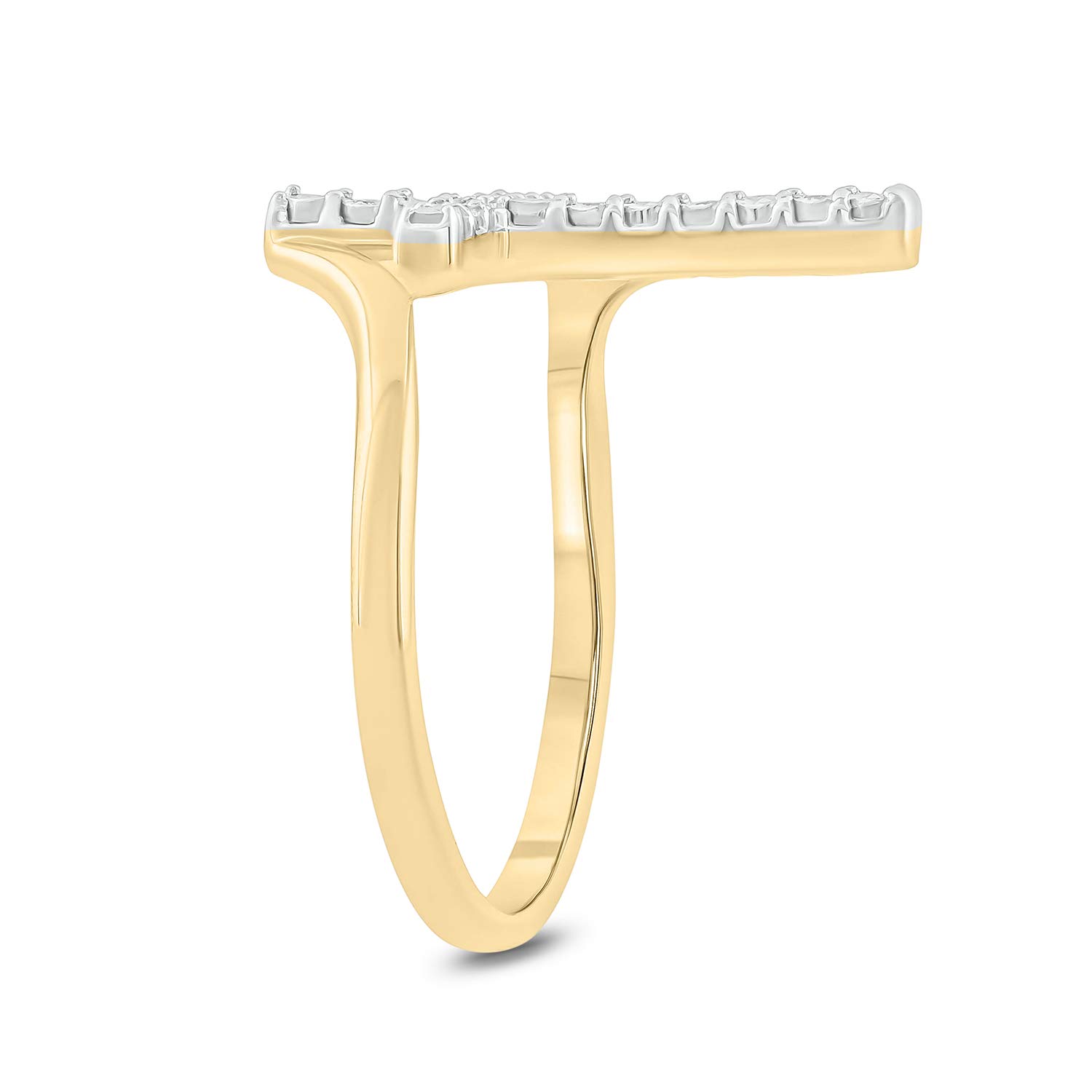 1/20 CT Natural Diamond Cross Ring for Women - Gold Vermeil 925 Sterling Silver Vertical Diamond Accent Ring | Elegant Religious Jewelry Gift for Her in White, Yellow or Rose Gold | Perfect for Church, Weddings & Special Occasions