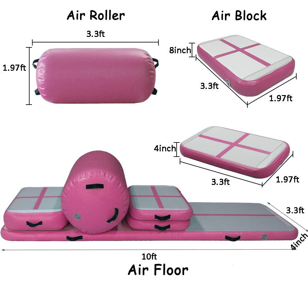 AKSPORT 5-Piece Inflatable Gymnastics Air Mat Set with Electric Pump - Tumble Track, Tumbling Mat for Home Gym, Cheerleading Training, Beach & Park Activities, Water Play - Perfect for Kids & Adults Exercise