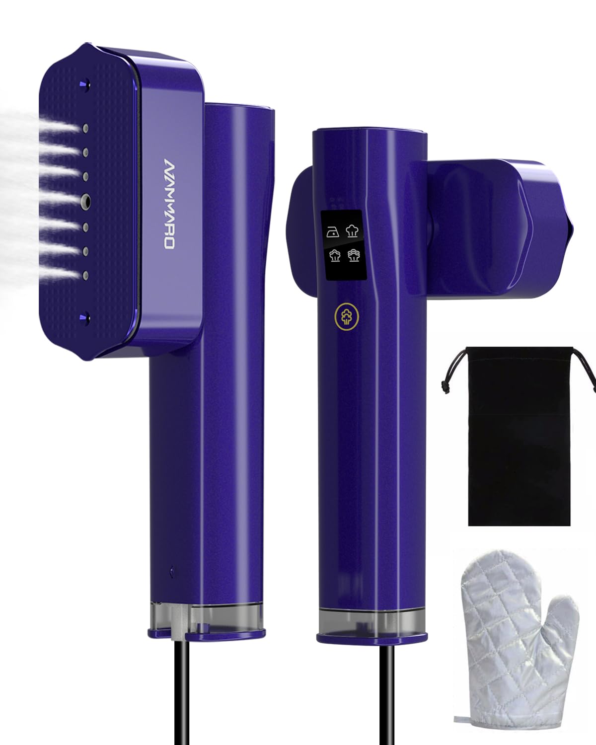 Portable Handheld Steamer for Clothes - 1200W Fast Heating Travel Steamer with LCD Display & 4 Modes - Dual Function Garment Steamer and Iron - Perfect for Wrinkle Removal on Dresses, Shirts, Suits at Home or Travel