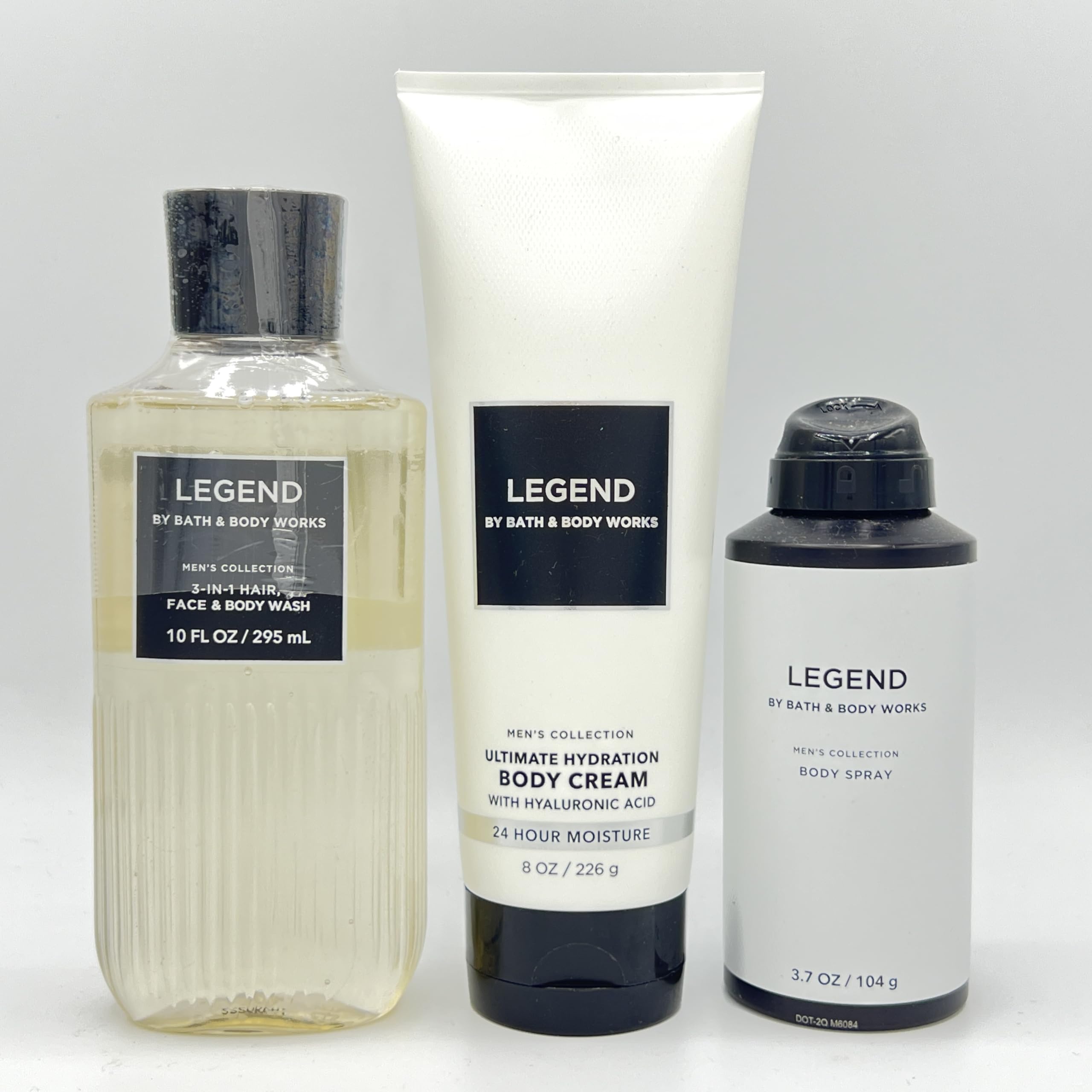 Legend Men's Bath & Body 3-Piece Gift Set - Hydrating Hair & Body Wash, Ultra Moisturizing Body Cream & Refreshing Body Spray | Perfect for Shower, Gym & Travel Essentials