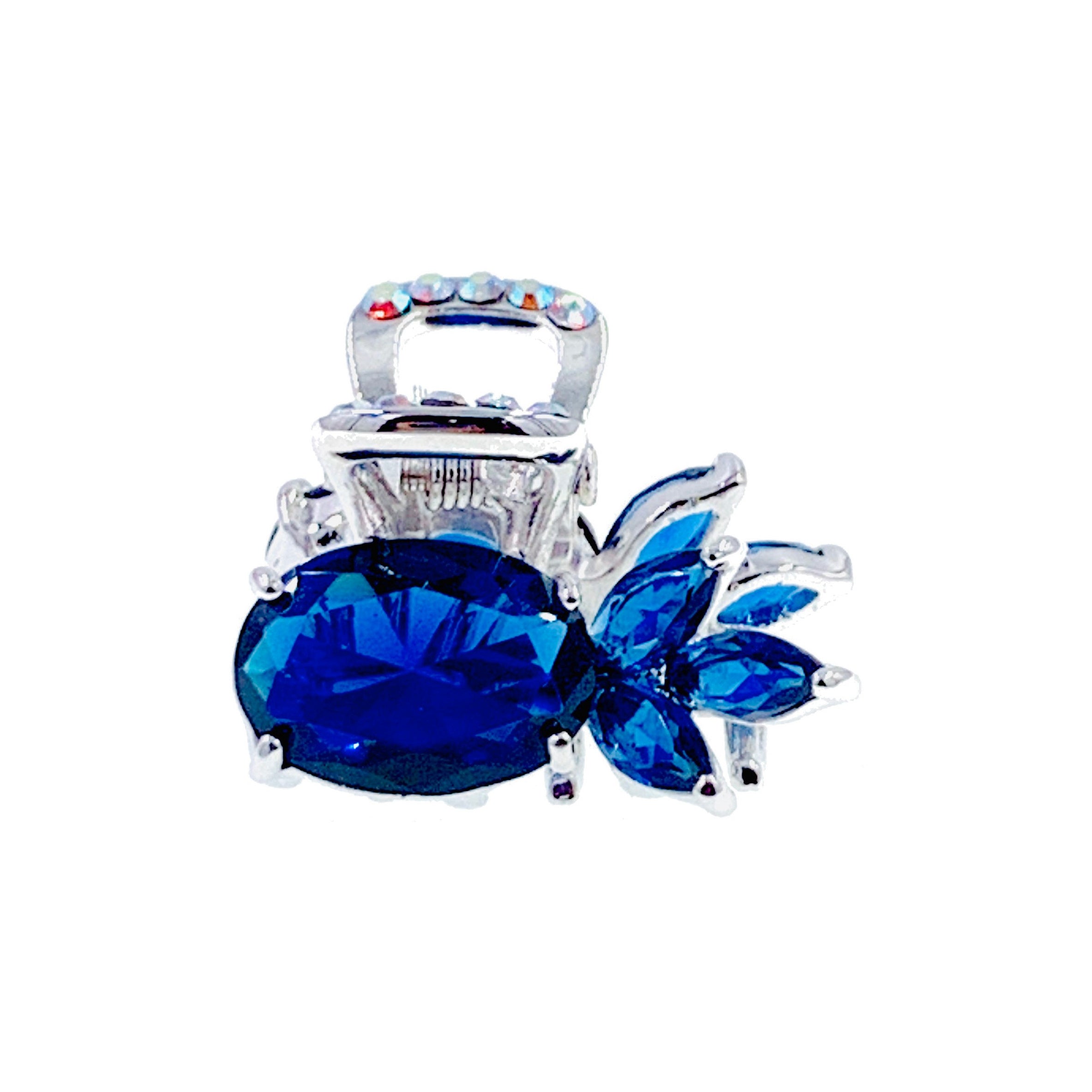 Little Pineapple Hair Claw Clip - Cubic Zirconia CZ Crystal Silver Base in Clear, Blue, Purple, Pink & Amber | Perfect for Parties, Weddings & Everyday Hairstyles