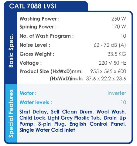 Candy CATL 7088 LVSI 8KG Fully Automatic Top Load Washing Machine - Perfect for Apartments, Small Homes & Laundry Rooms
