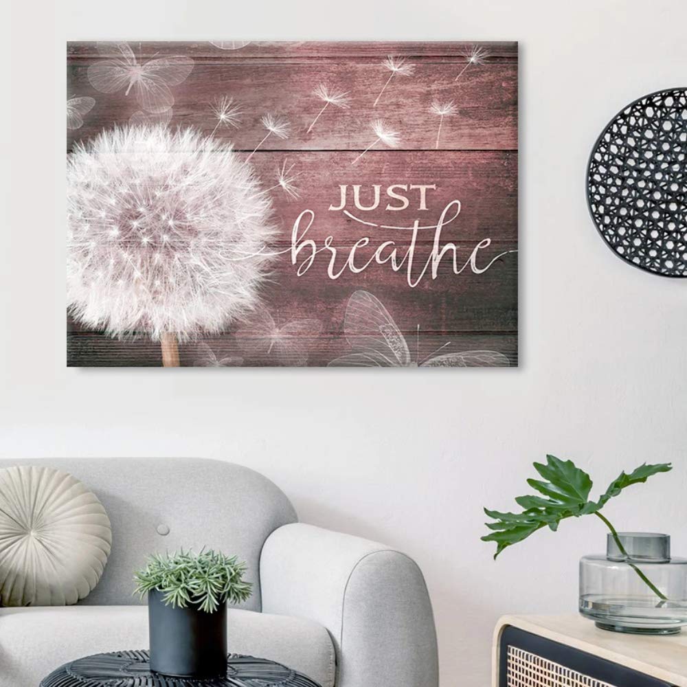 Just Breathe V7 (Maroon) Wooden Framed Canvas Wall Art - 30x40 Rustic Home Decor for Living Room, Religious Spaces & Housewarming Gifts | Perfect for Farmhouse, Meditation Rooms & Cozy Home Decoration
