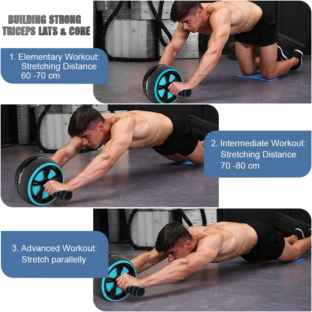 10-in-1 Ab Roller Wheel Kit with Resistance Bands, Knee Mat, Jump Rope & Push-Up Bar - Core Strength & Abdominal Workout Equipment for Home Gym - Perfect for Men & Women Training, Yoga, and Full-Body Fitness