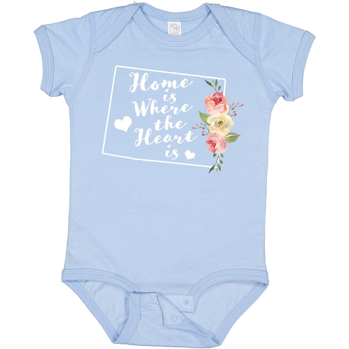 Inktastic Wyoming Home is Where The Heart is Watercolor Baby Bodysuit - Soft Cotton Onesie for Newborns & Infants, Perfect for Family Photos, Holidays & Everyday Wear