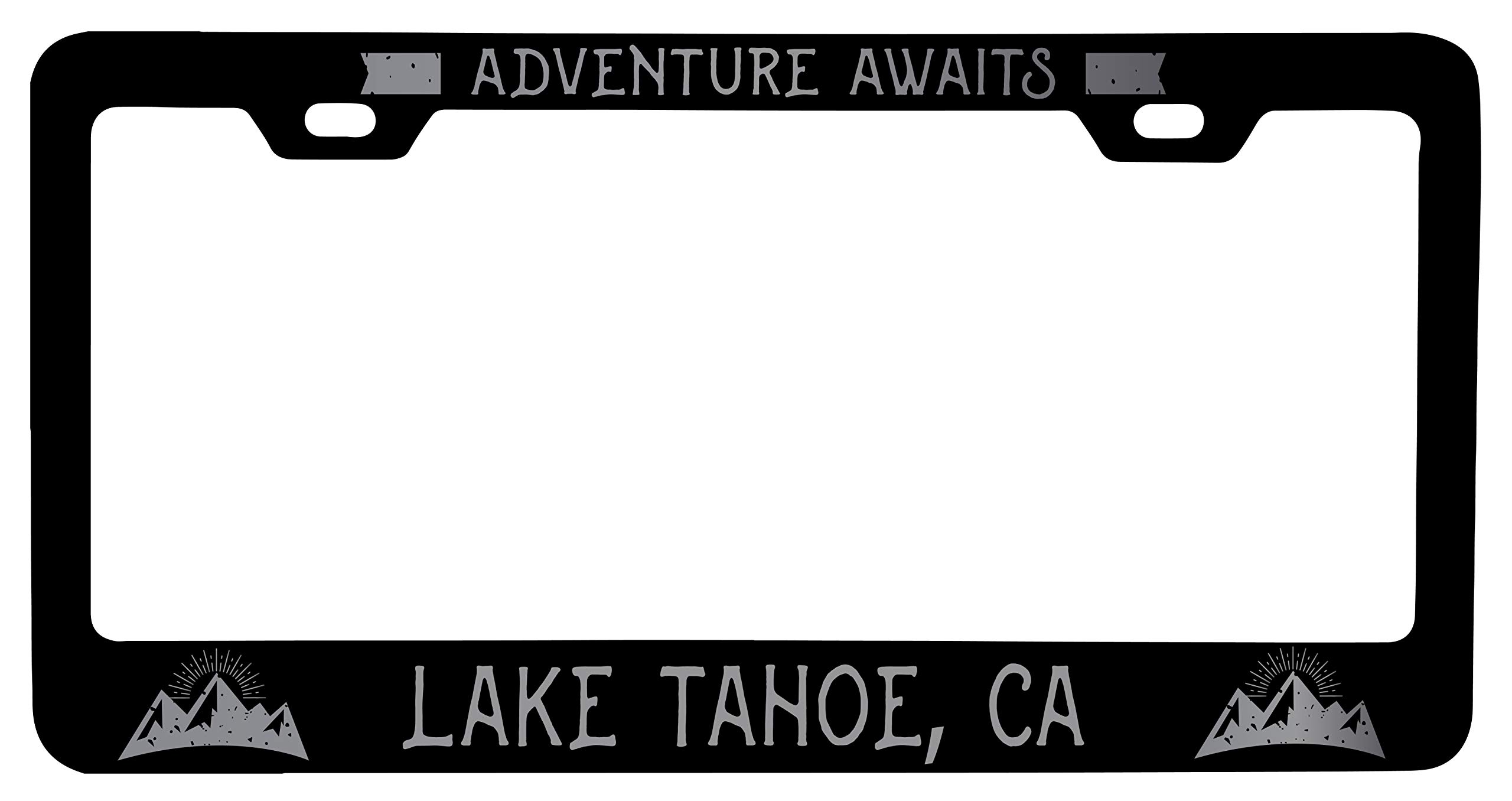 Custom Laser Etched Black Metal License Plate Frame - Lake Tahoe California Souvenir - Perfect for Cars, Trucks & Gifts