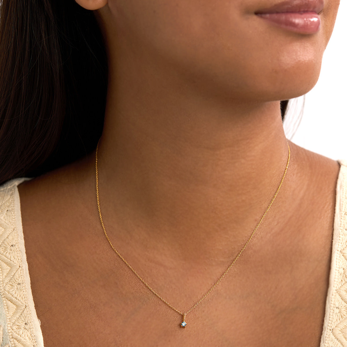 14K Gold Aquamarine Birthstone Necklace - Elegant March Birthstone Jewelry for Women, Perfect Gift for Birthday, Anniversary & Mother's Day
