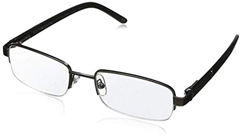 Foster Grant Men's Lyden Rectangular Reading Glasses +1.00 to +4.00 Strength | Blue Light Blocking | Lightweight Metal Frame | Perfect for Office Work & Reading Books