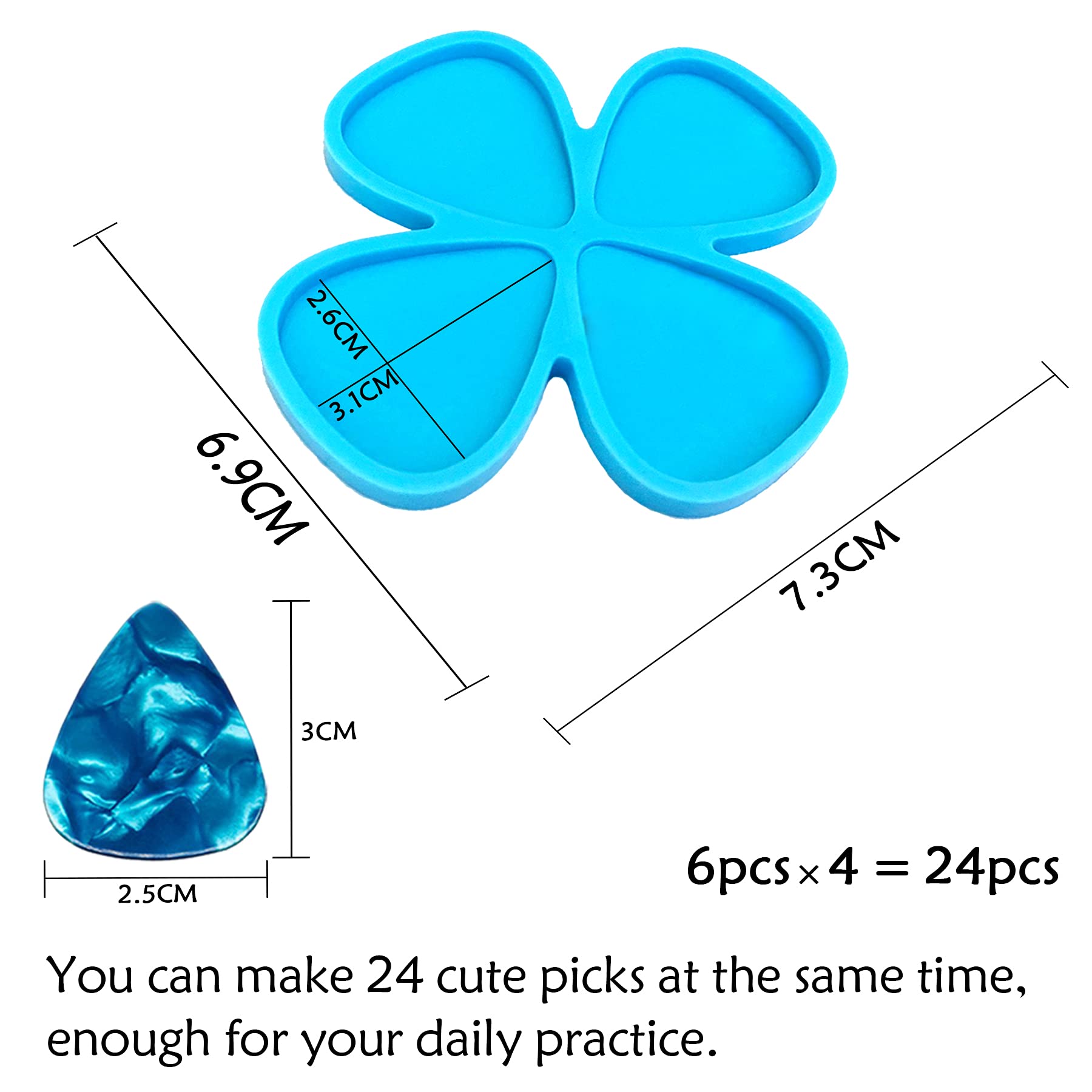 6 Pack Guitar Picks Epoxy Resin Molds - DIY Silicone Casting Mold for Guitar Plectrums, Thumb Picks & Jewelry Making - Perfect for Keychains, Pendants & Craft Projects (Great for Musicians & DIY Enthusiasts)