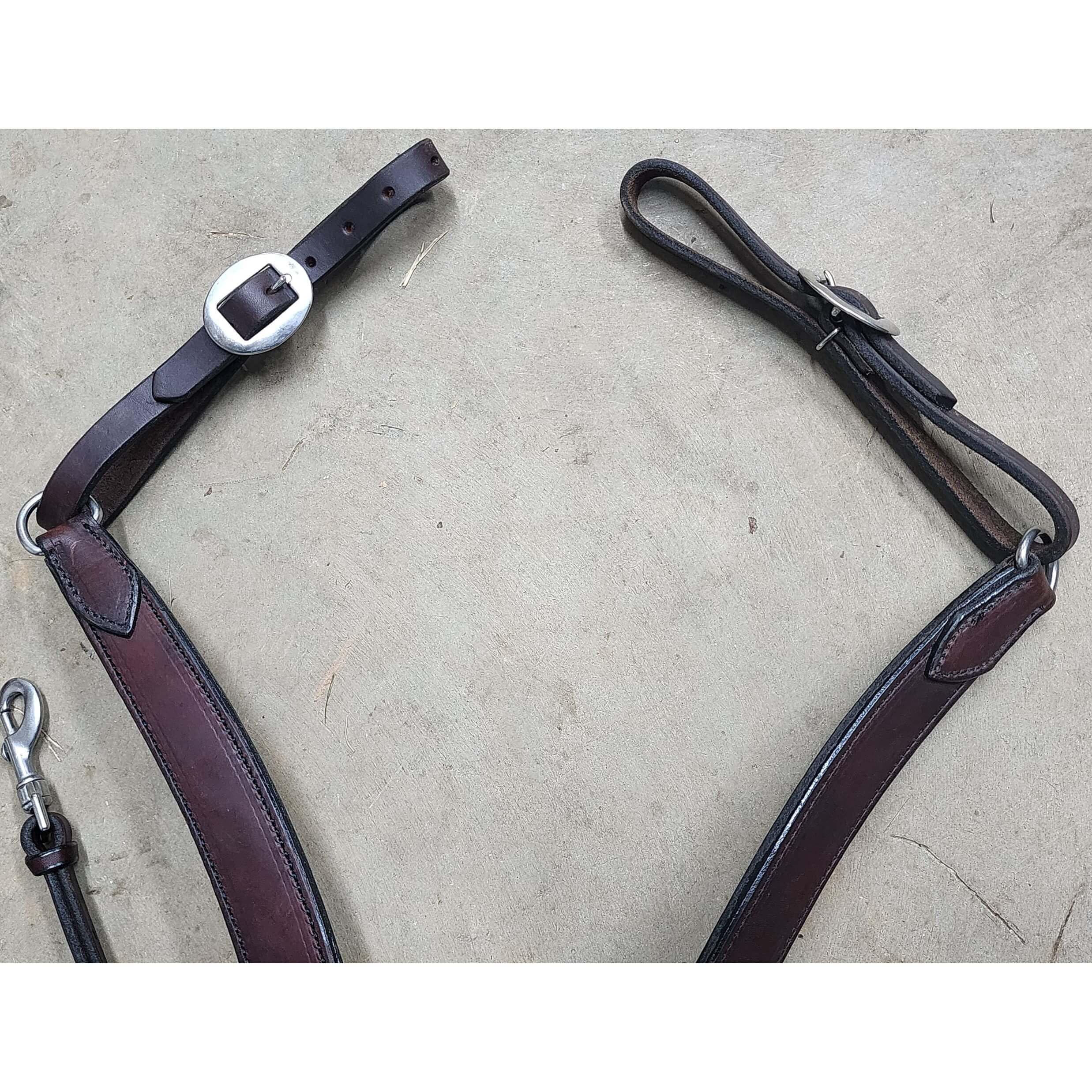 Premium Dark Oil Western Contoured English Bridle Leather Breast Collar for Horses - Durable Equestrian Tack for Trail Riding & Ranch Work