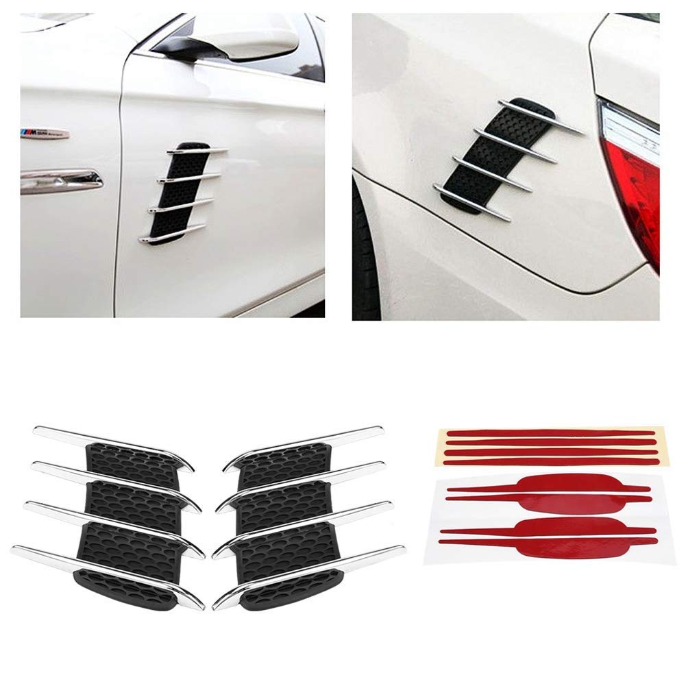Aramox Universal Car Exterior Hood Side Air Intake Vent Cover - Shark Gills Decorative Trim Sticker (Pair) for Enhanced Vehicle Style & Aerodynamics - Perfect for Sports Cars, Tuner Vehicles & Custom Auto Upgrades