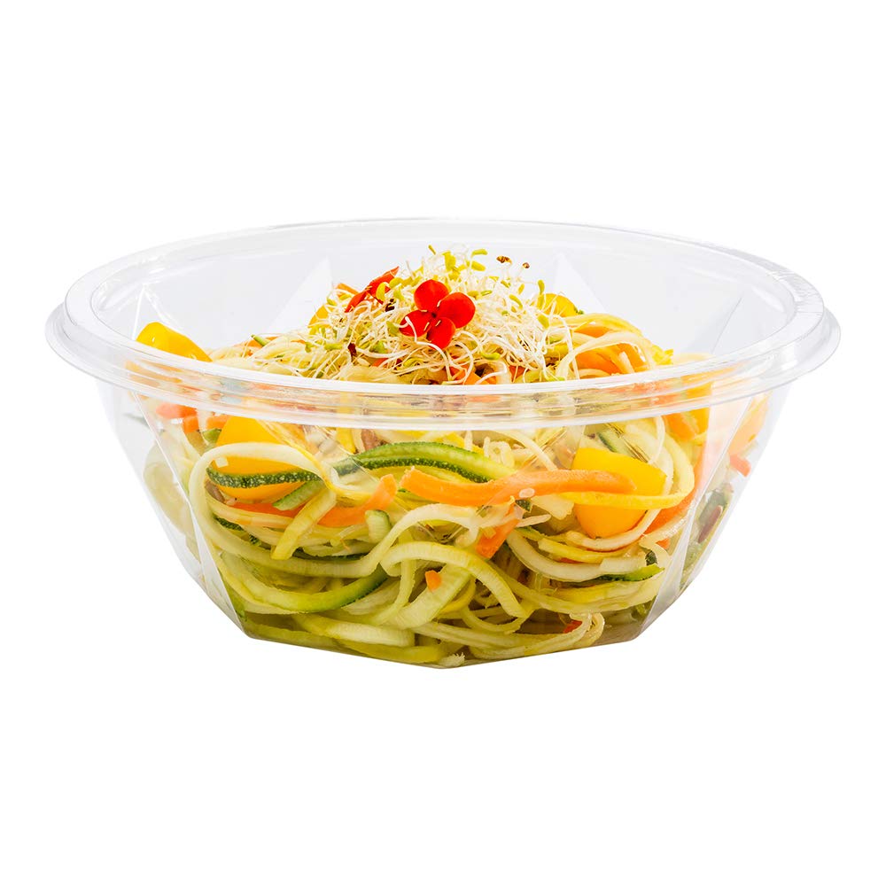 Restaurantware 32oz Clear PLA Plastic Salad Bowls - 500 Pack Eco-Friendly Disposable Food Containers for Takeout, Meal Prep & Catering | BPA-Free, Microwave Safe | Perfect for Restaurants, Cafes & Food Delivery Services