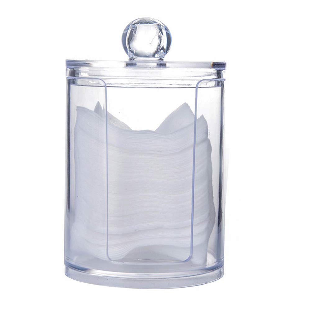 1 Piece Clear Acrylic Makeup Organizer - Round Cosmetic Storage Box for Cotton Pads, Swabs & Beauty Tools | Transparent Makeup Holder for Vanity, Bathroom & Travel Organization