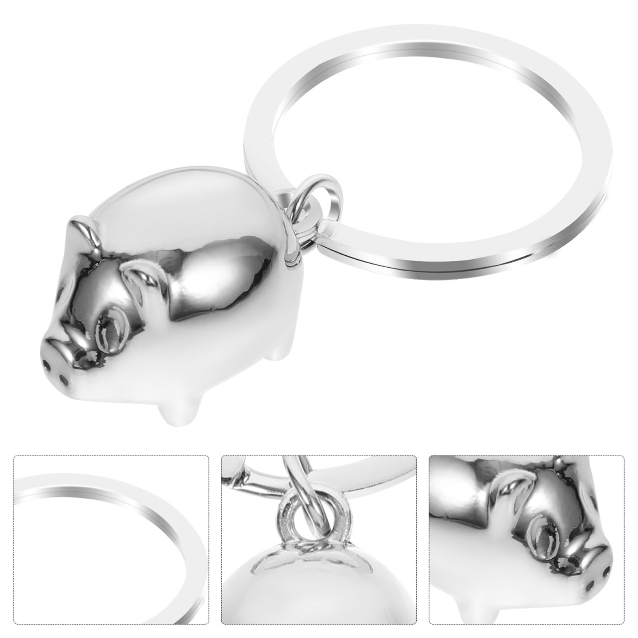 Cute Pig Keychain for Women - Silver Creative Keyring for Car Keys, Purse & Bag Accessory - Perfect Gift & Decoration for Everyday Use