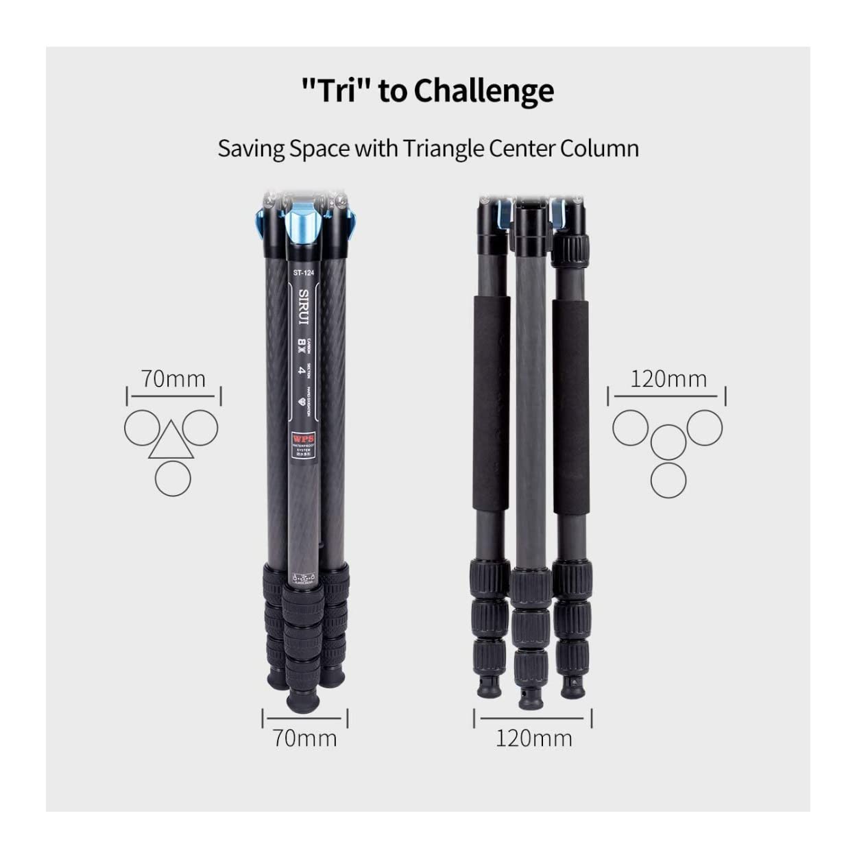 SIRUI ST-124+VA-5 Carbon Fiber Tripod with Fluid Video Head - 62.2 Inch Professional Camera Tripod with Triangular Center Column, 4-Section Waterproof Design, 6.61lbs Load Capacity for DSLR, Mirrorless Cameras - Perfect for Travel, Outdoor Photography & Video Shooting