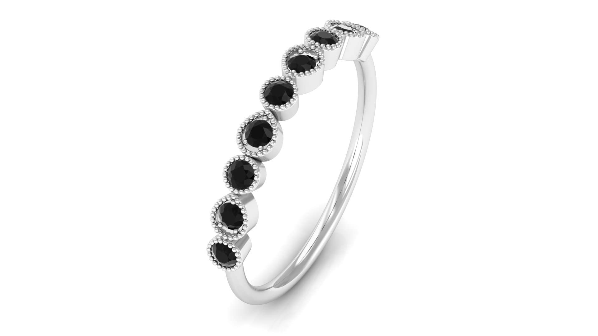 1/2 CT Lab Created Black Diamond Ring for Women - 14K Solid Gold Half Eternity Band, Certified Black Diamond Engagement & Wedding Ring - Perfect for Anniversary, Proposal, and Special Occasions