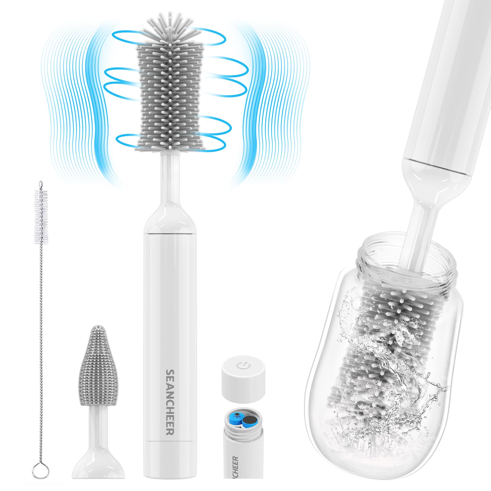 Electric Baby Bottle Brush Cleaner with Silicone Brush - Perfect for New Parents & Travel