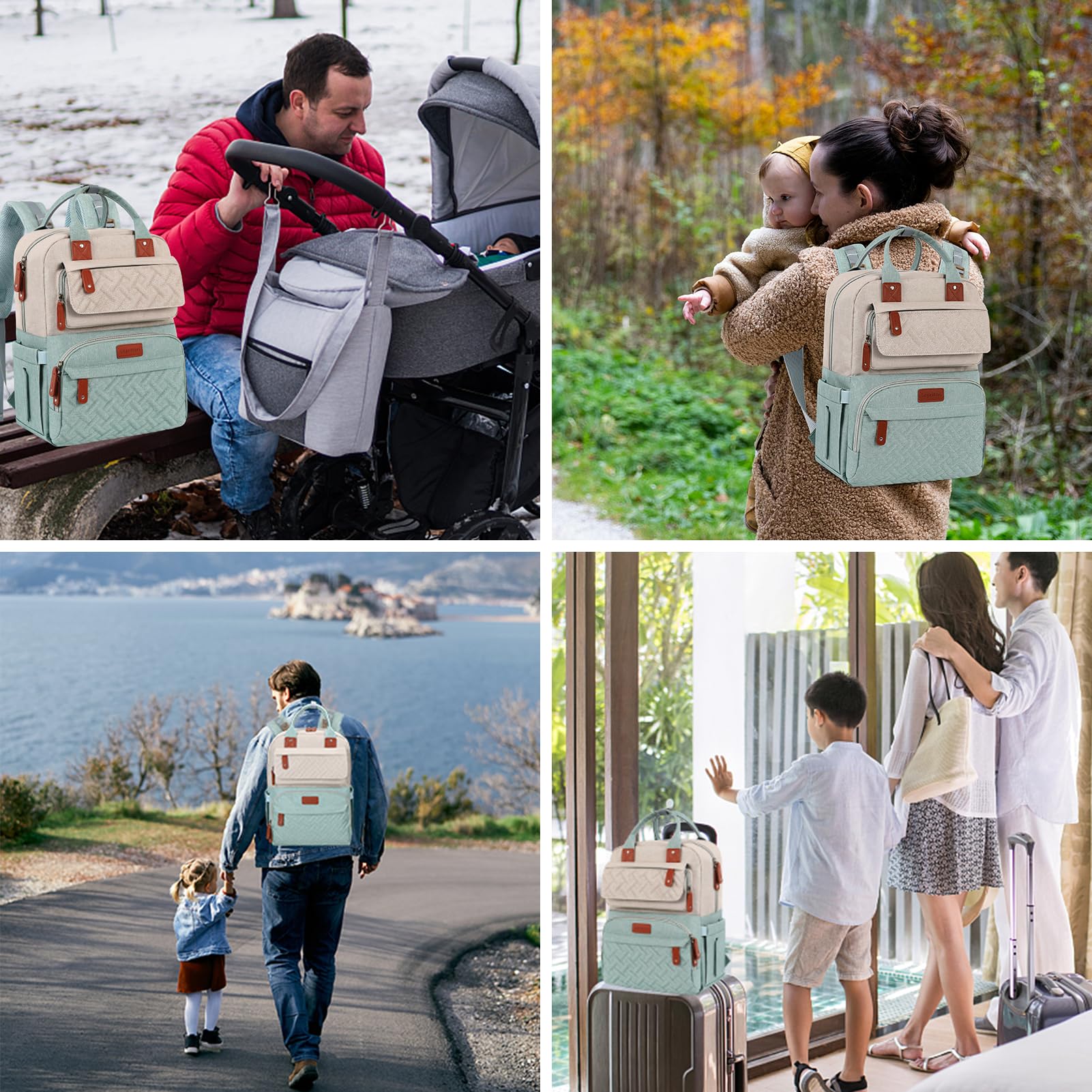 **Waterproof Diaper Backpack for Moms & Dads - Large Baby Travel Bag with Insulated Bottle Pockets & Stroller Straps - Perfect for Daycare, Travel, and On-the-Go Parents**