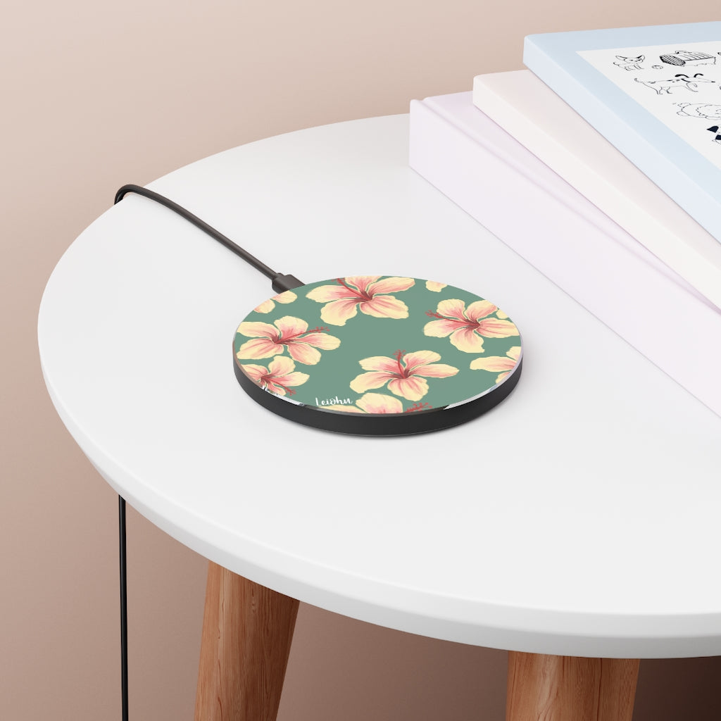 Fast Wireless Charger for iPhone & Android - Hibiscus Design Qi-Certified 10W Charging Pad for Home, Office & Travel