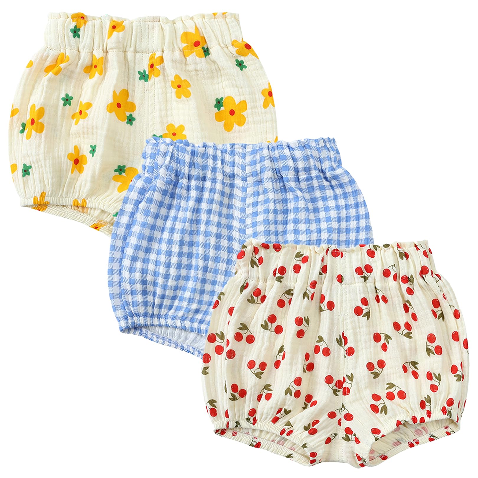 3PC Baby Cotton Shorts Set - Floral Bloomers for Newborn Girls & Boys | Playtime & Outings