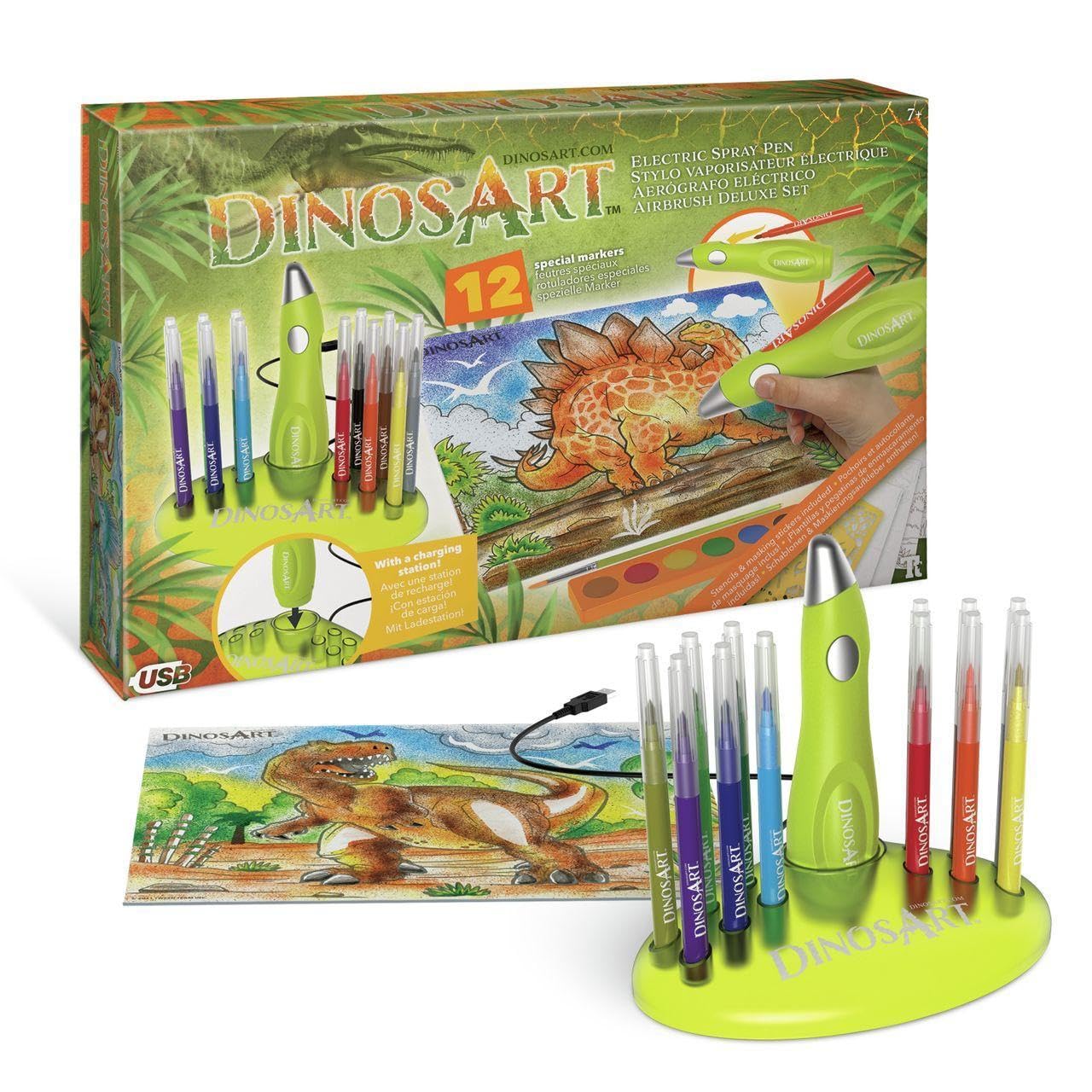 DinosArt Electric Spray Pen for Art & DIY Projects - Battery Operated Airbrush Kit for Painting, Crafting, and Nail Art - Perfect for Artists, Hobbyists & Beginners