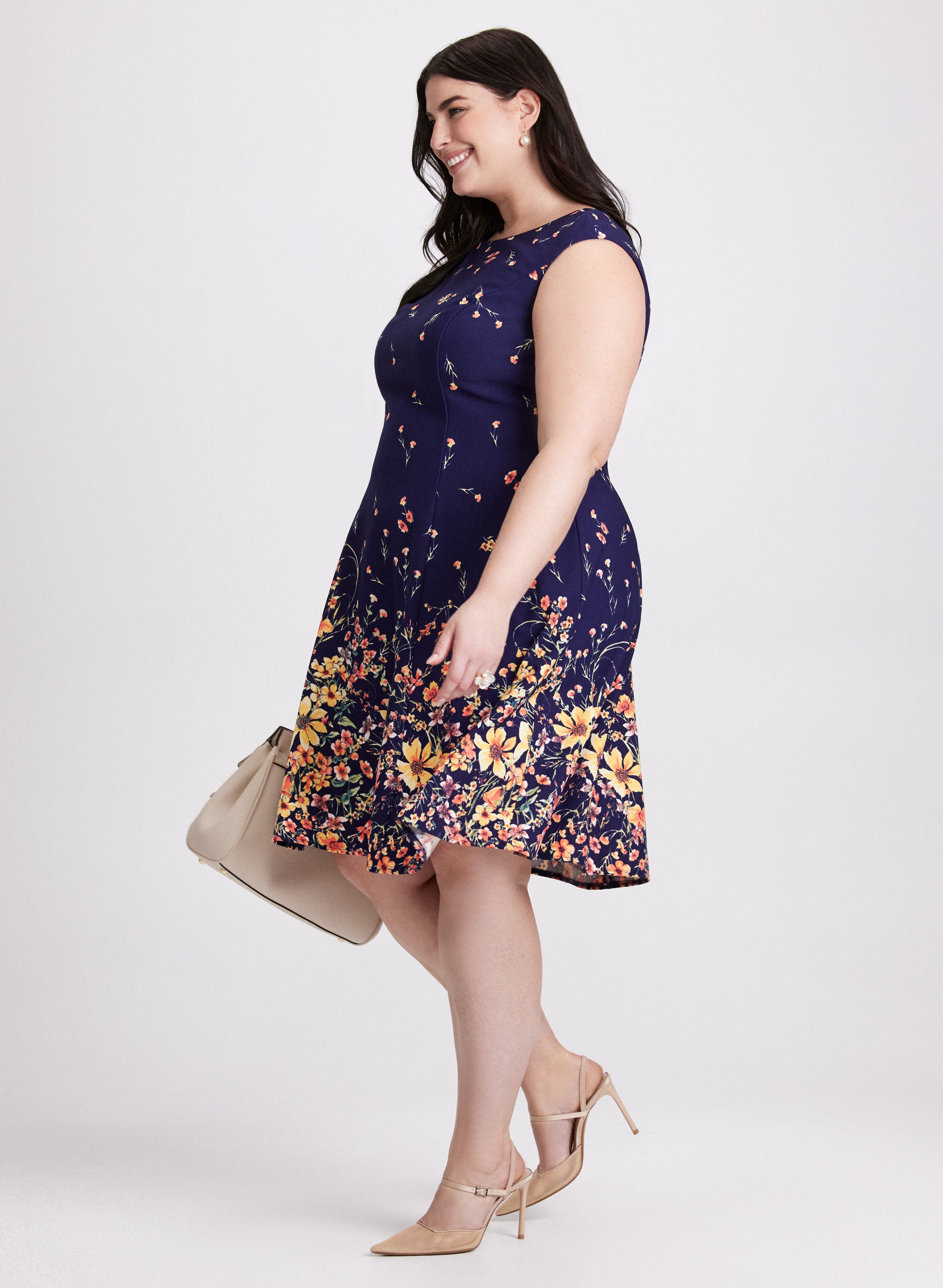 Floral Trim Dress for Women - Elegant Summer Floral Print Dress with Lace Details | Perfect for Weddings, Parties & Special Occasions
