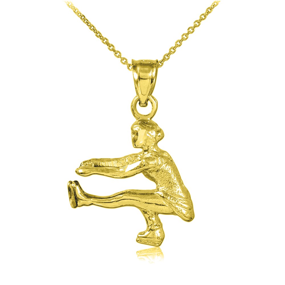 10K Yellow Gold Figure Skater Charm Pendant Necklace - Elegant Ice Skating Jewelry Gift for Women & Girls - Perfect for Birthdays, Anniversaries & Sports Enthusiasts