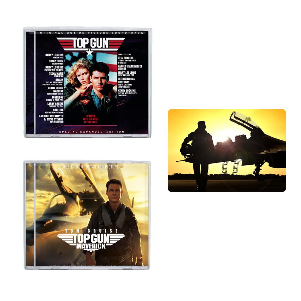 Top Gun & Top Gun: Maverick Original Soundtracks CD with Bonus Art Card - Perfect for Movie Fans, Collectors & Home Entertainment