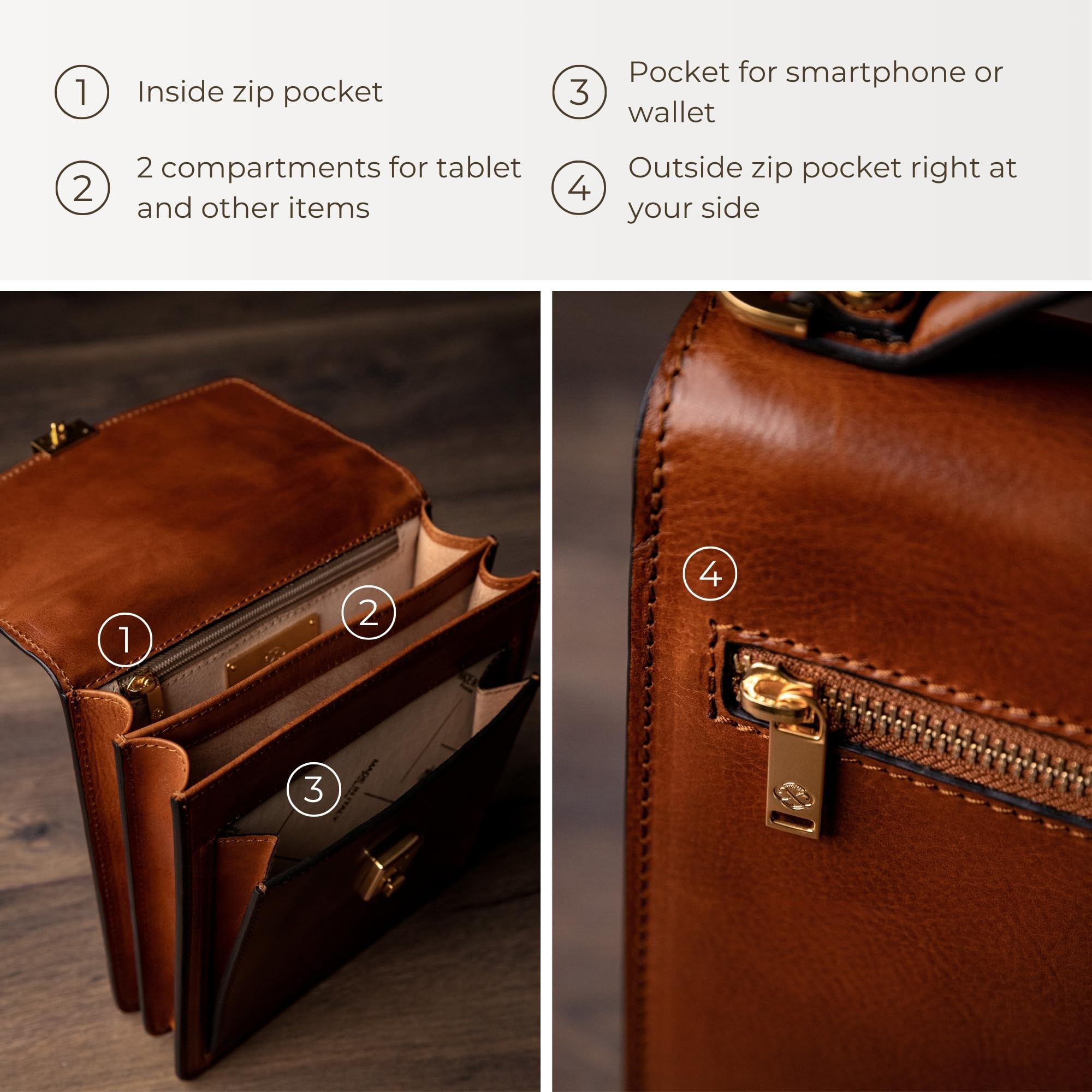 Premium Italian Leather Messenger Bag for Men - Durable Crossbody Briefcase with Time Resistance - Includes Gift Box - Perfect for Business, Travel & Daily Commute