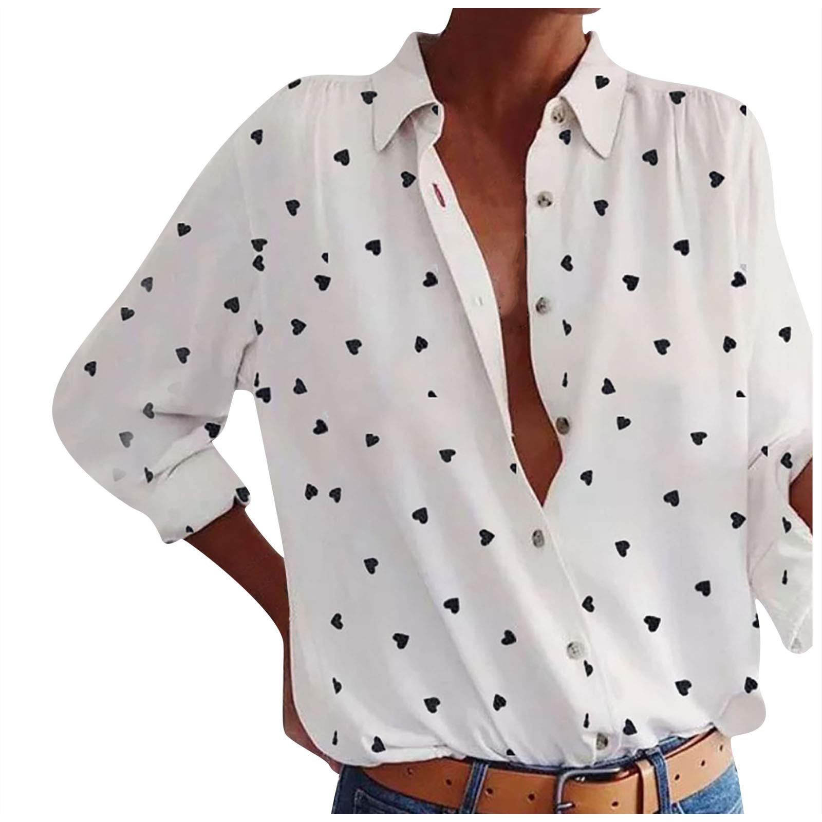 NREALY Women's Polka Dot 3/4 Sleeve V-Neck Blouse - Casual Office Work Tops for Ladies | Perfect for Business Casual, Date Night & Spring Outfits