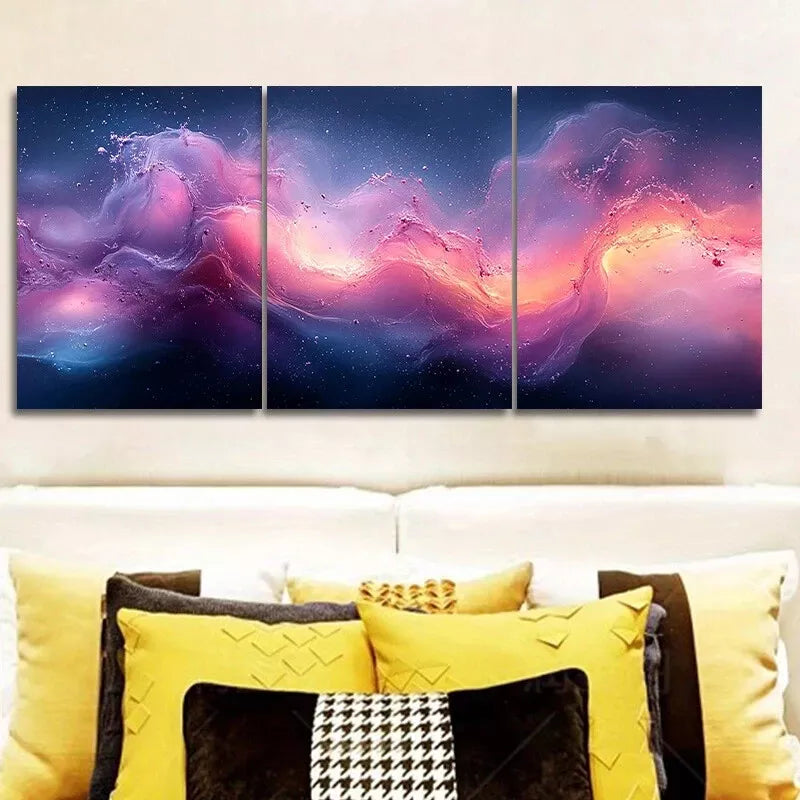3-Piece Purple and Light Blue Water Wall Art Set - Framed Canvas 40x60cm (16x24 Inches) - High Quality Print - 100% Australian Made - Ready to Hang - Perfect for Living Room, Bedroom, Office Decor