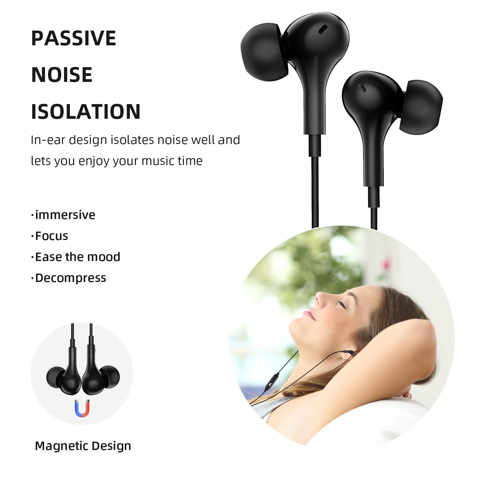 USB C Wired Headphones with Microphone & Voice Changer - Deep Bass Noise Canceling Type-C Earbuds for iPhone 16/15 Pro Max/Plus, iPad, Galaxy S24 Ultra/S23 FE, Pixel 9/8/7 - Perfect for Karaoke, Gaming & Online Meetings