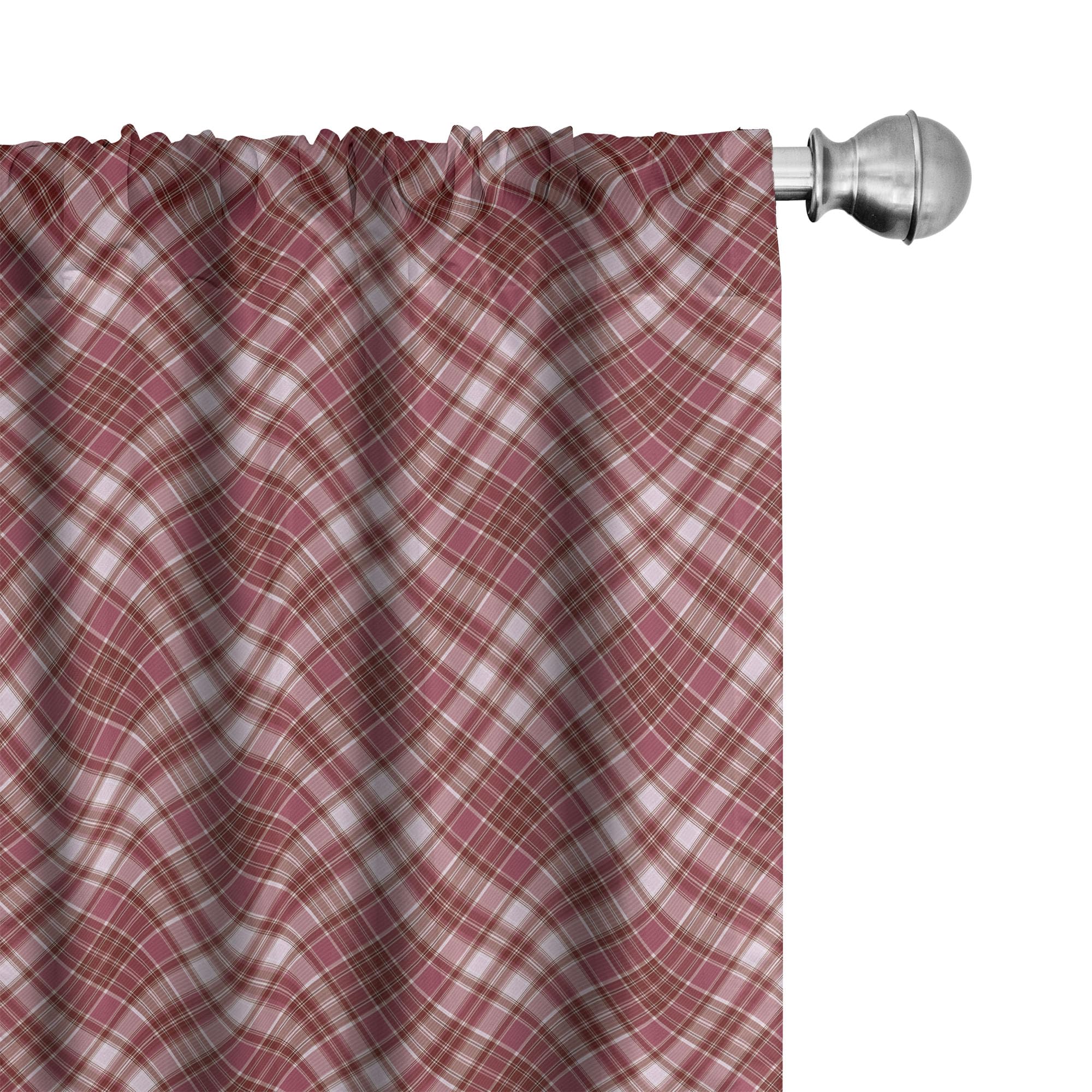 Ambesonne Checkered Window Curtains - Diagonal Striped & Rhombus Pattern in Rose Tones, Lightweight Blackout Drapes 2-Panel Set with Rod Pocket (28