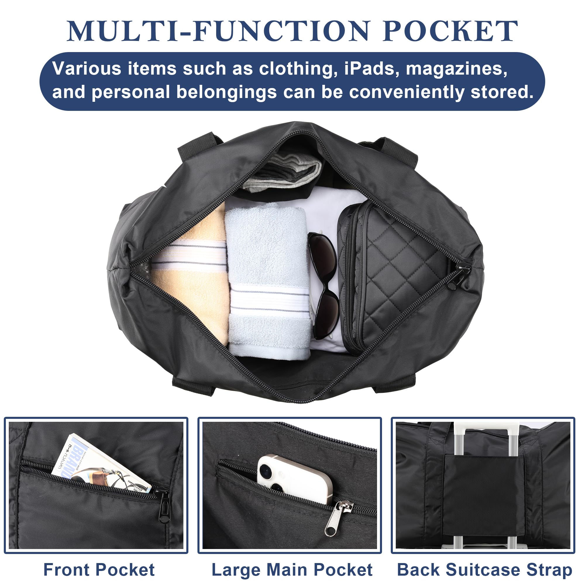 Lightweight Travel Duffle Bags - Packable Luggage & Tote Bag for Gym, Weekend Getaways & Airplane Carry-On