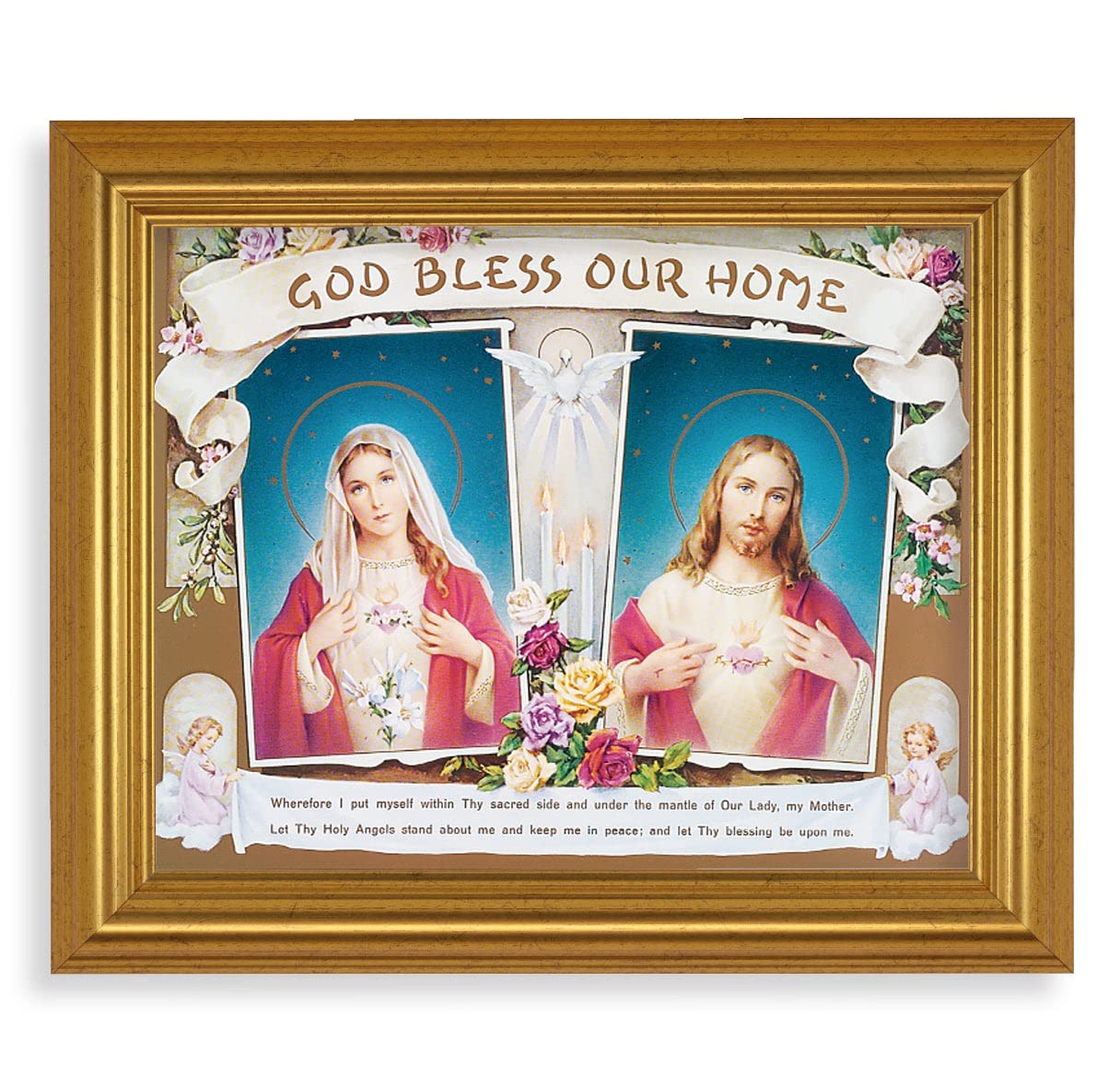 SHJ IHM Framed Wall Art Decor - Large House Blessing Picture in Antique Gold-Leaf Classic Frame - Perfect for Home, Office & Church Decorations