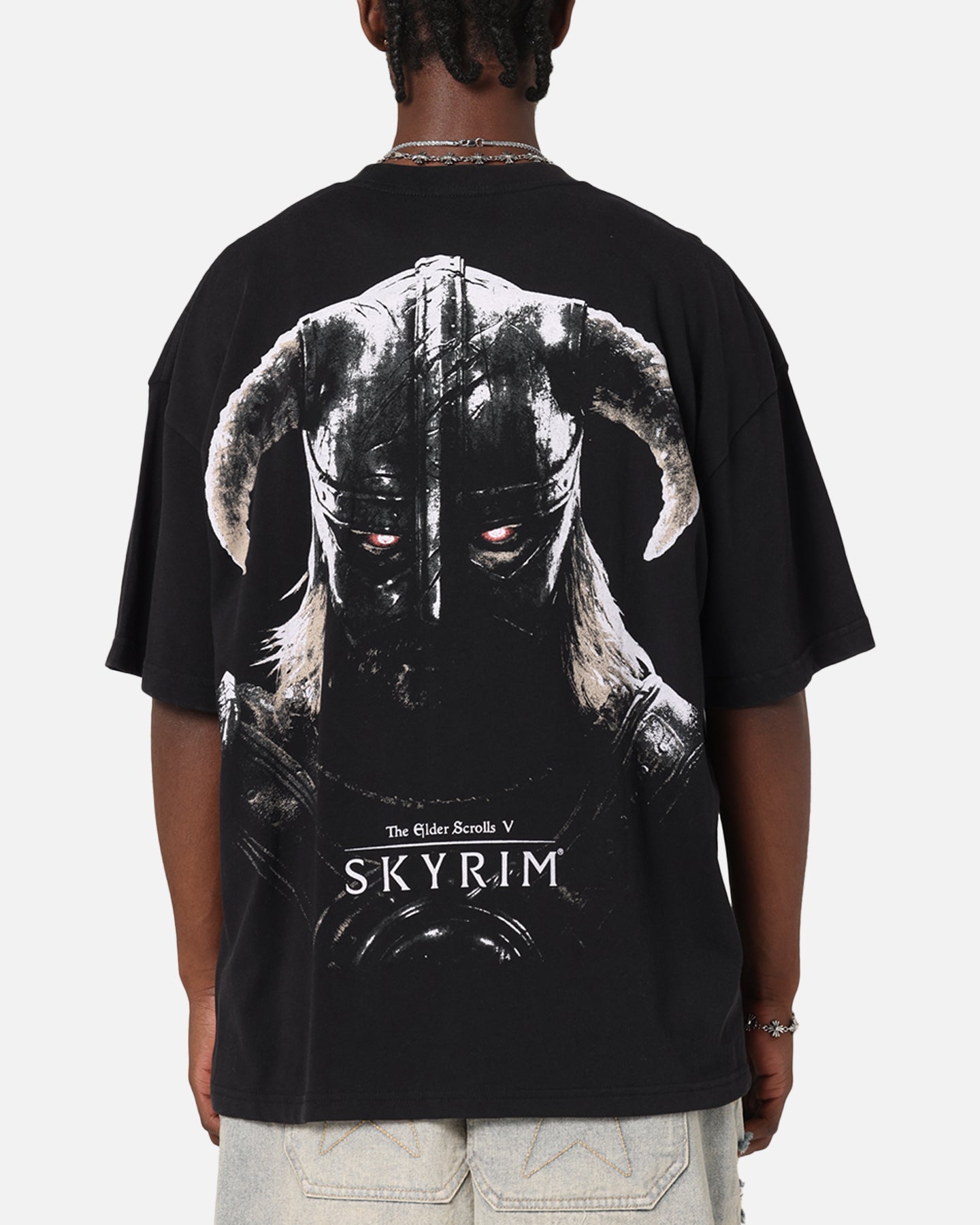 The Elder Scrolls V: Skyrim Aludin Vintage Black Acid Wash T-Shirt - Official 73 Studio Gaming Tee for Men & Women - Perfect for Cosplay, Gaming Conventions & Fantasy Fans