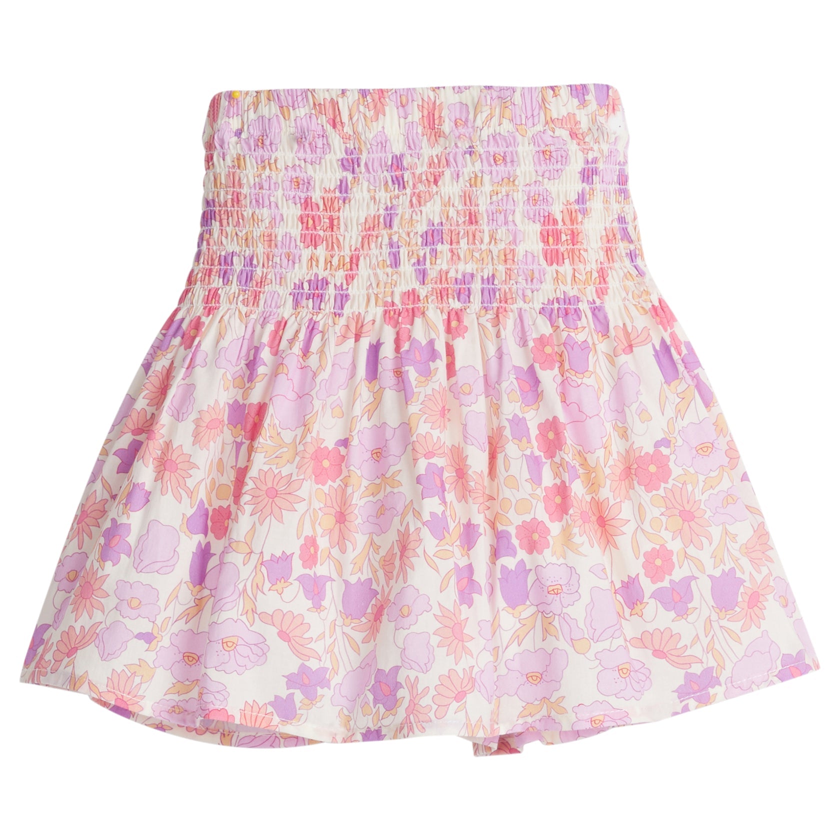 Elegant Shirred Circle Skirt in Lisle Lavender Floral Print - Perfect for Summer Dresses, Boho Outfits & Casual Wear