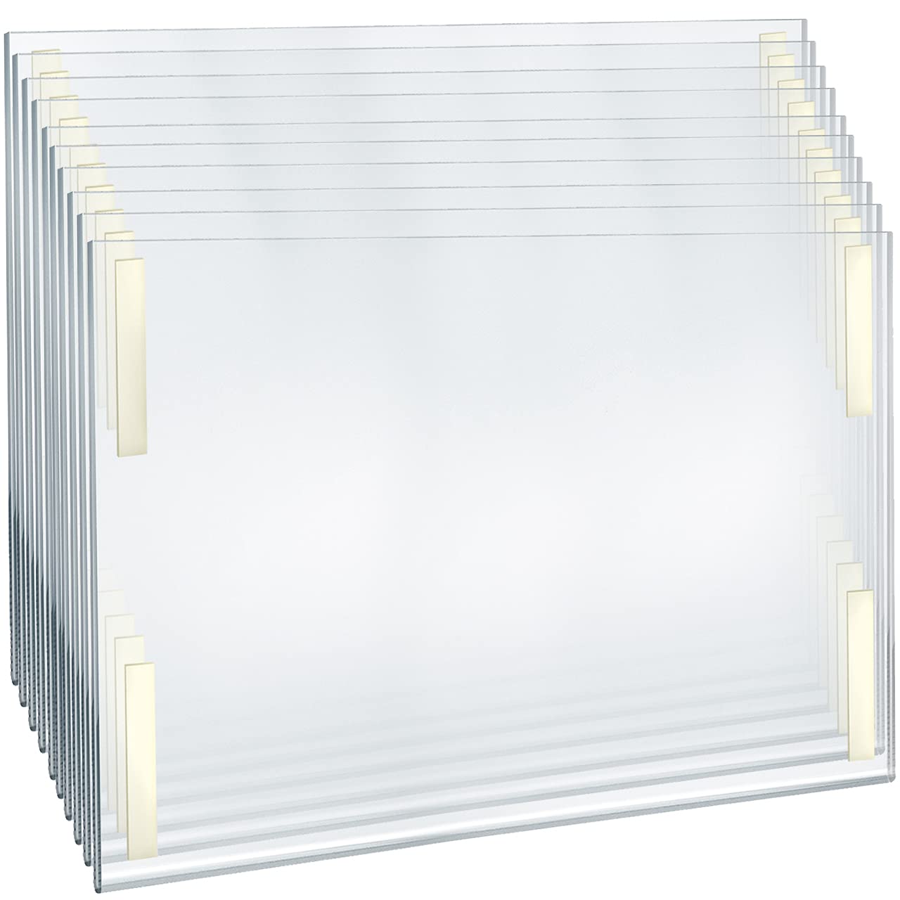 Azar Displays 122038 22x17 Inch Clear Acrylic Wall Mount Frame - Pack of 10 Sticky Back Floating Sign Holders for Office, Retail & Home Decor - Frameless Picture Frames & Adhesive Display Solutions