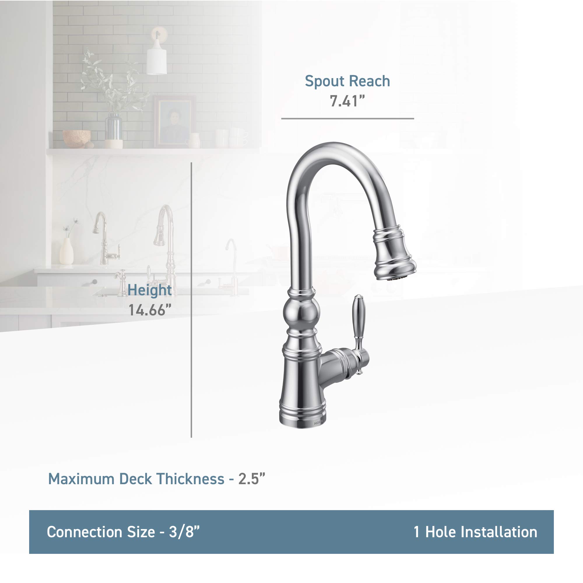 Moen S53004ORB Weymouth Pull Down Kitchen Faucet with Metal Wand & Power Clean Spray - Oil Rubbed Bronze Finish - Perfect for Modern Kitchens & Bar Sinks