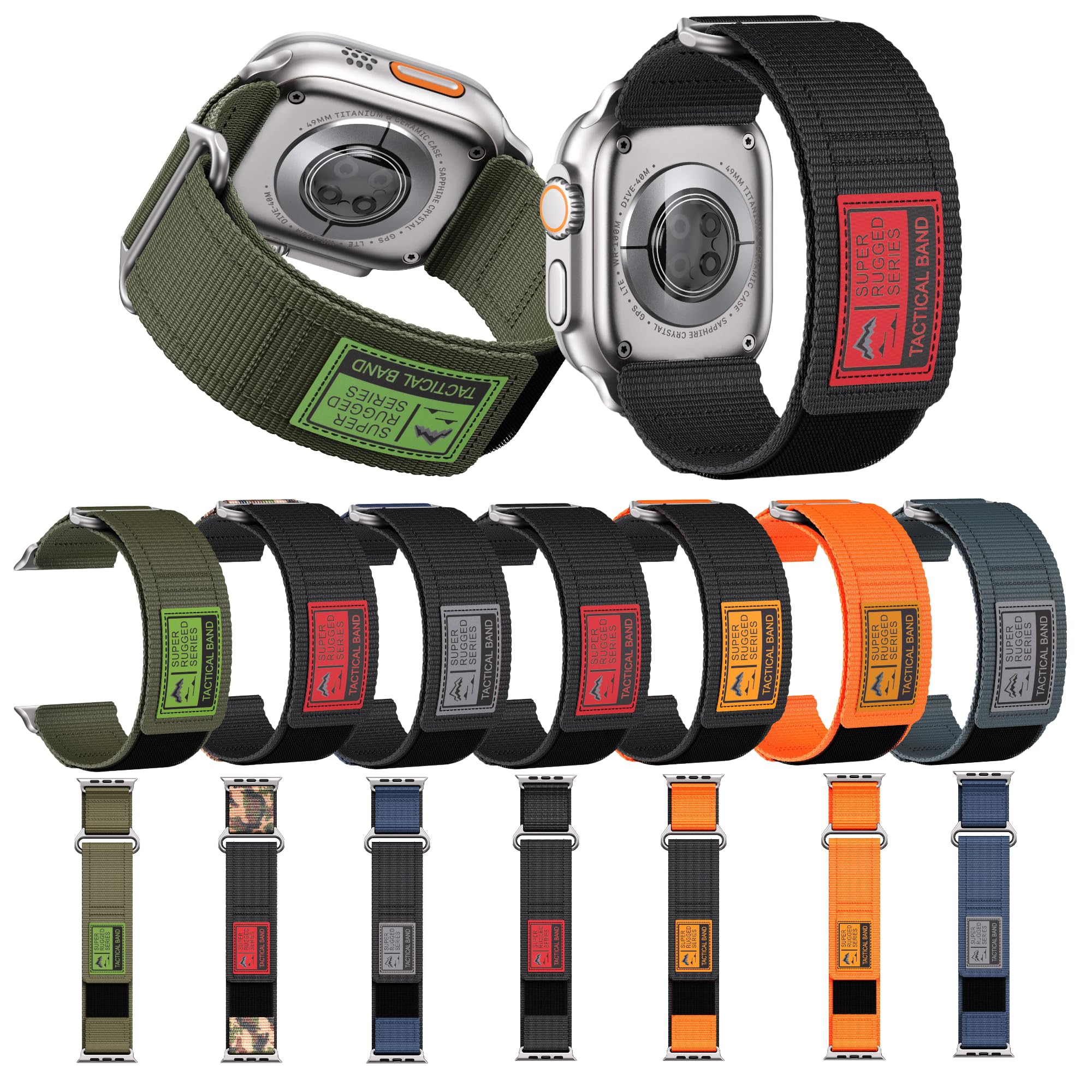 PremiFit Ultra Band for Apple Watch - Compatible with Apple Watch Ultra 2/Ultra 49mm, Series 9/8/7 45mm, SE2/SE/6/5/4 44mm, 3/2/1 42mm - Durable Nylon Sport Strap for Men & Women - Perfect for Running, Gym & Outdoor Activities