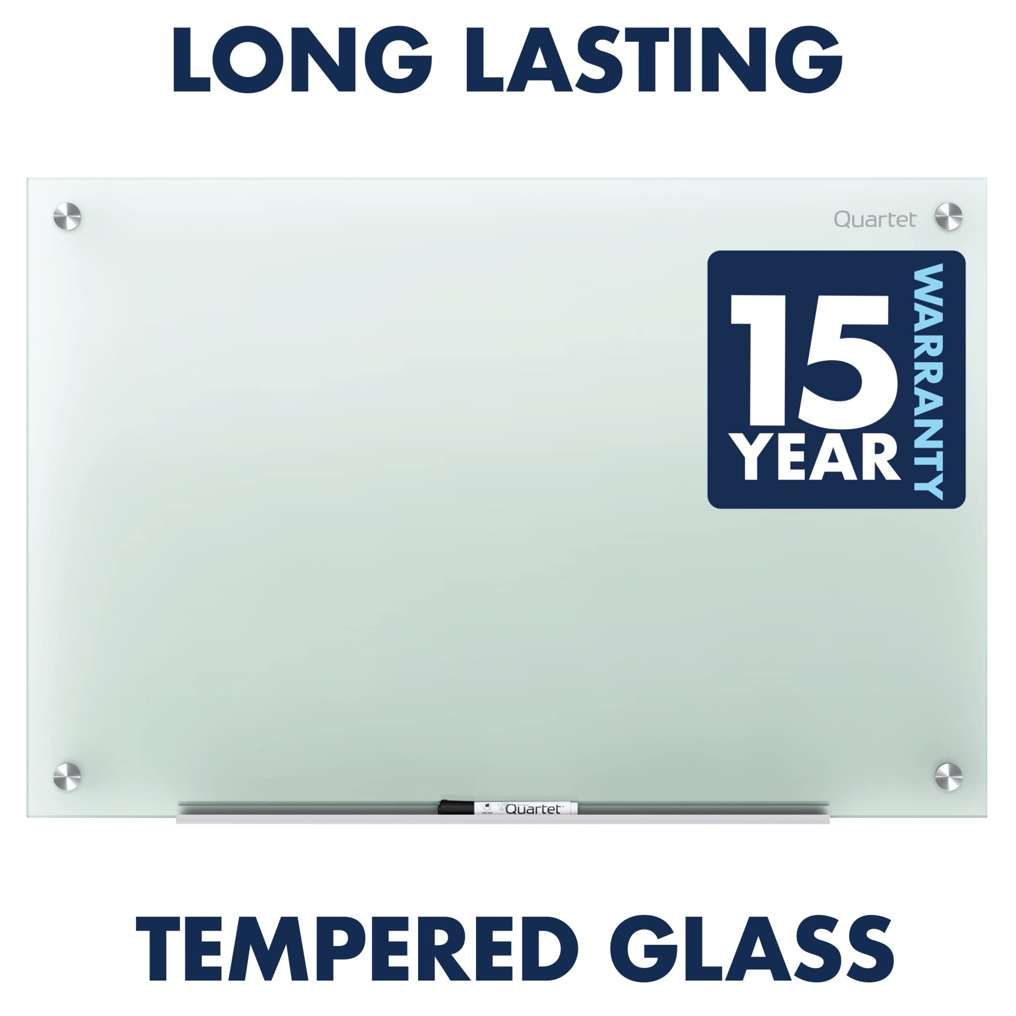 Quartet 4' x 3' Non-Magnetic Glass Whiteboard - Frosted Surface Dry Erase Board for Office, Classroom & Home Use (Model G4836F)