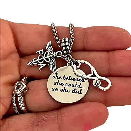 Physician Assistant Gift Set - Engraved PA Symbol Bracelet, Necklace & Keychain for Women | Perfect PA Graduation Gift & Appreciation Present for Medical Professionals