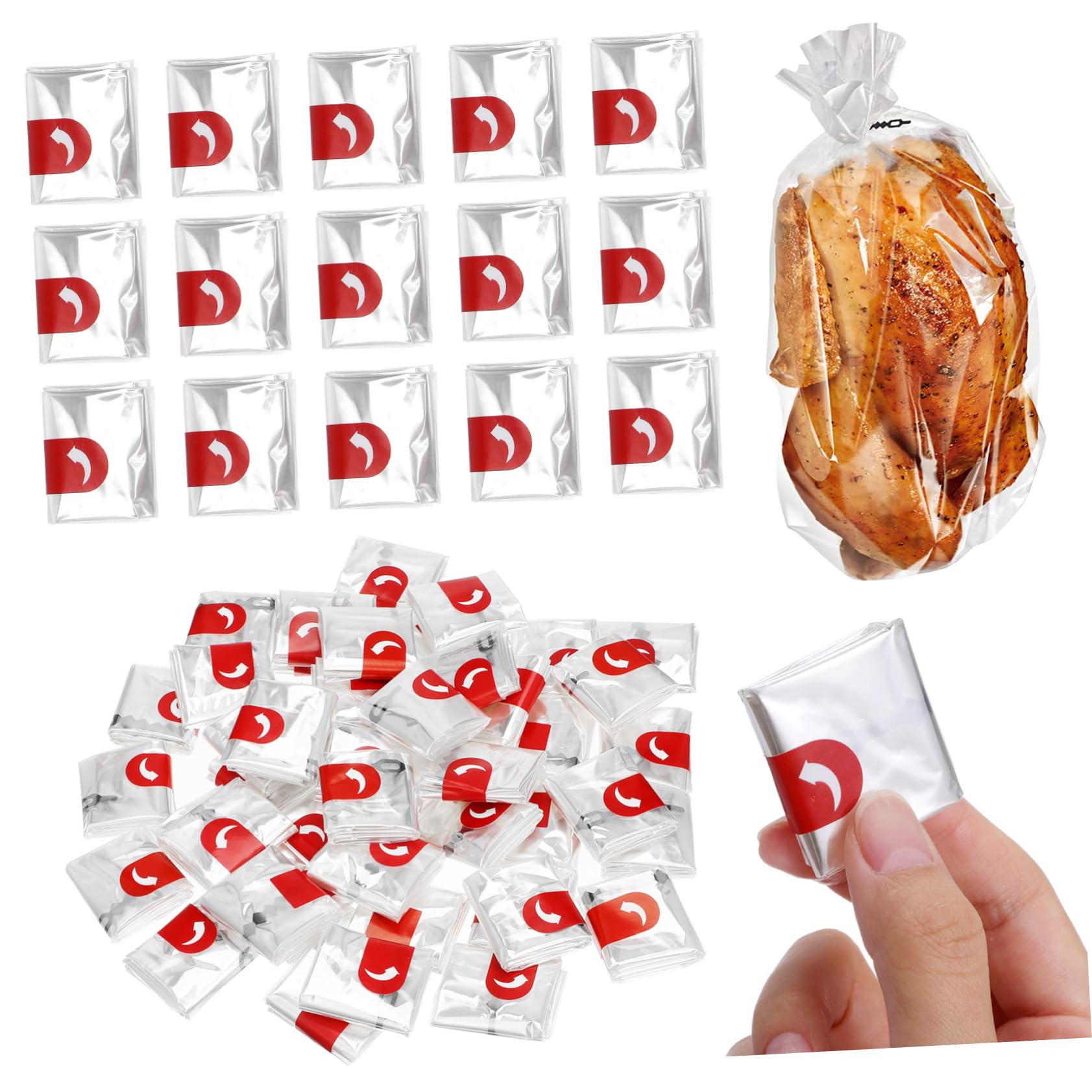 50pcs Heat Resistant Oven Bags for Grilling Chicken, Turkey, Ribs & Cheese - Reusable Vacuum Storage & Roasting Bags for BBQ, Baking & Meal Prep (Pet White)