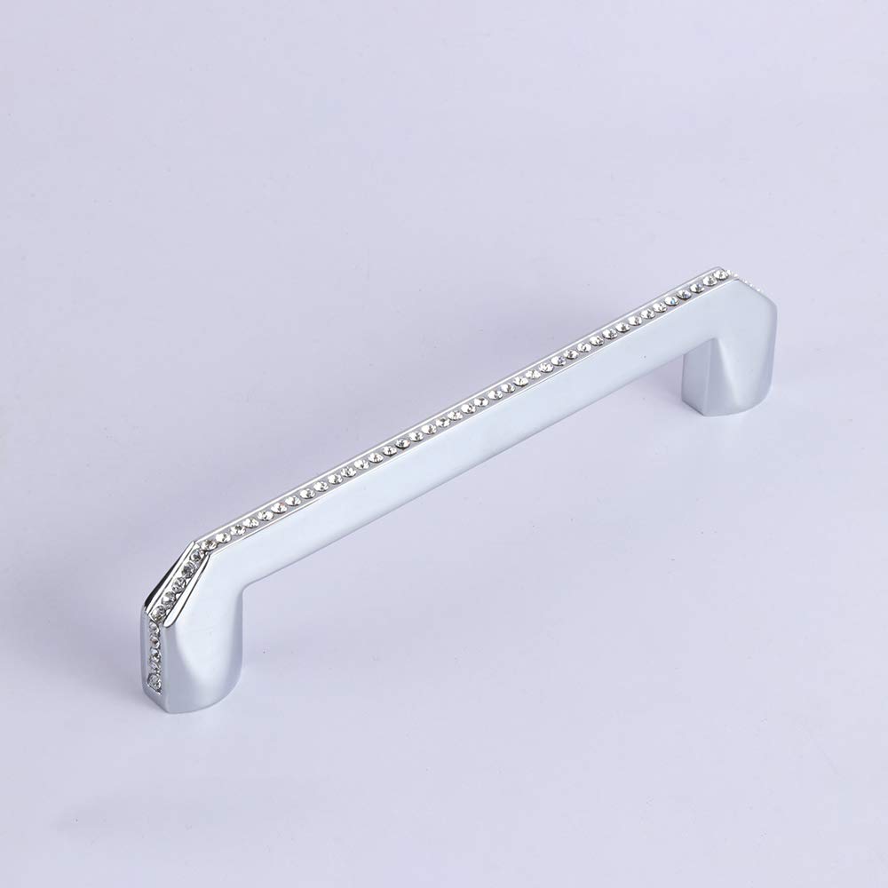 Modern Crystal Cabinet Knobs & Pulls - 2 Pack Silver Handles for Kitchen & Furniture