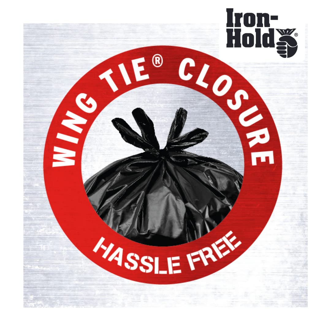 Heavy Duty 55 Gallon Contractor Trash Bags - 15 Pack, 3 MIL Thick with Wing Tie Closure & Gusseted Bottom - Industrial Strength Black Garbage Bags for Construction Sites, Commercial Use and Large Waste Disposal