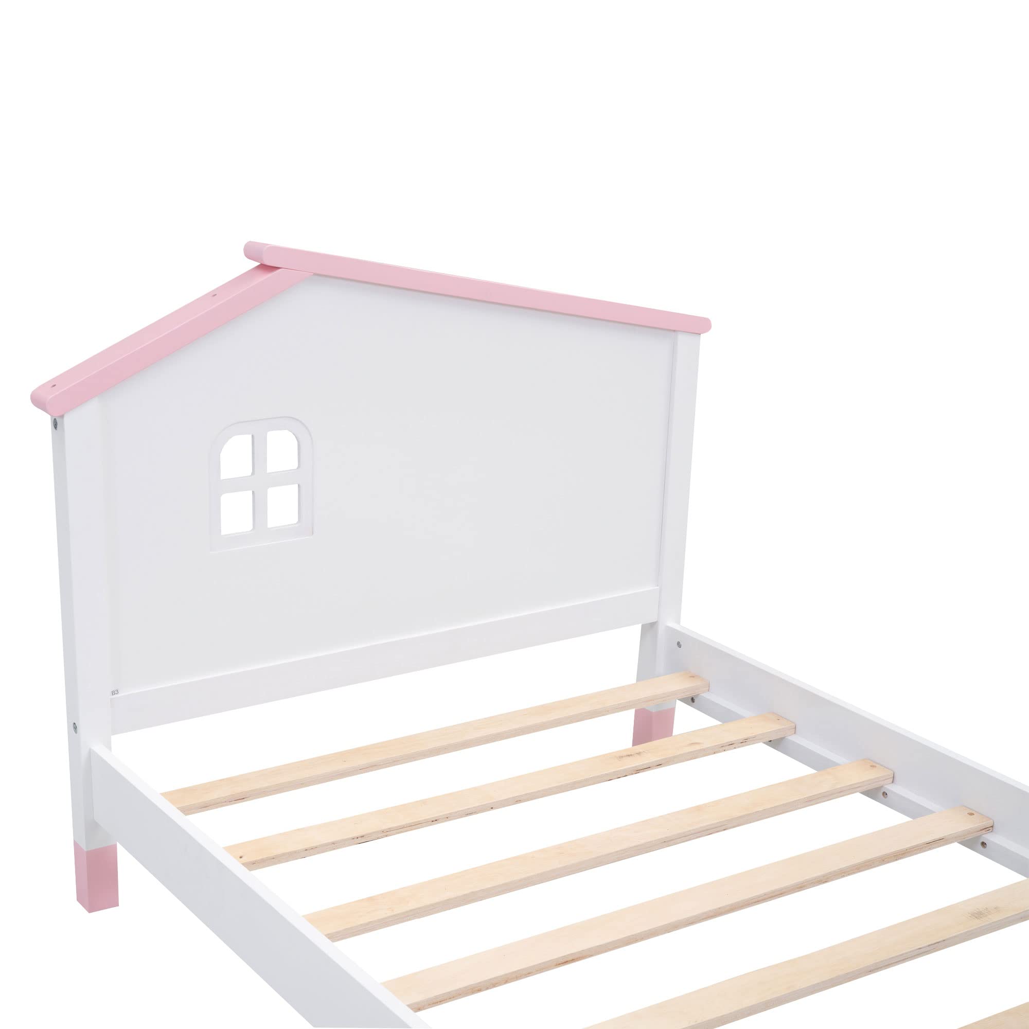 Harper & Bright Designs 3-Piece Twin Size Wooden Bedroom Set - Platform Bed with Nightstand & Storage Dresser for Kids, Teens & Adults (White+Pink) | Modern Space-Saving Bedroom Furniture for Small Rooms & Apartments